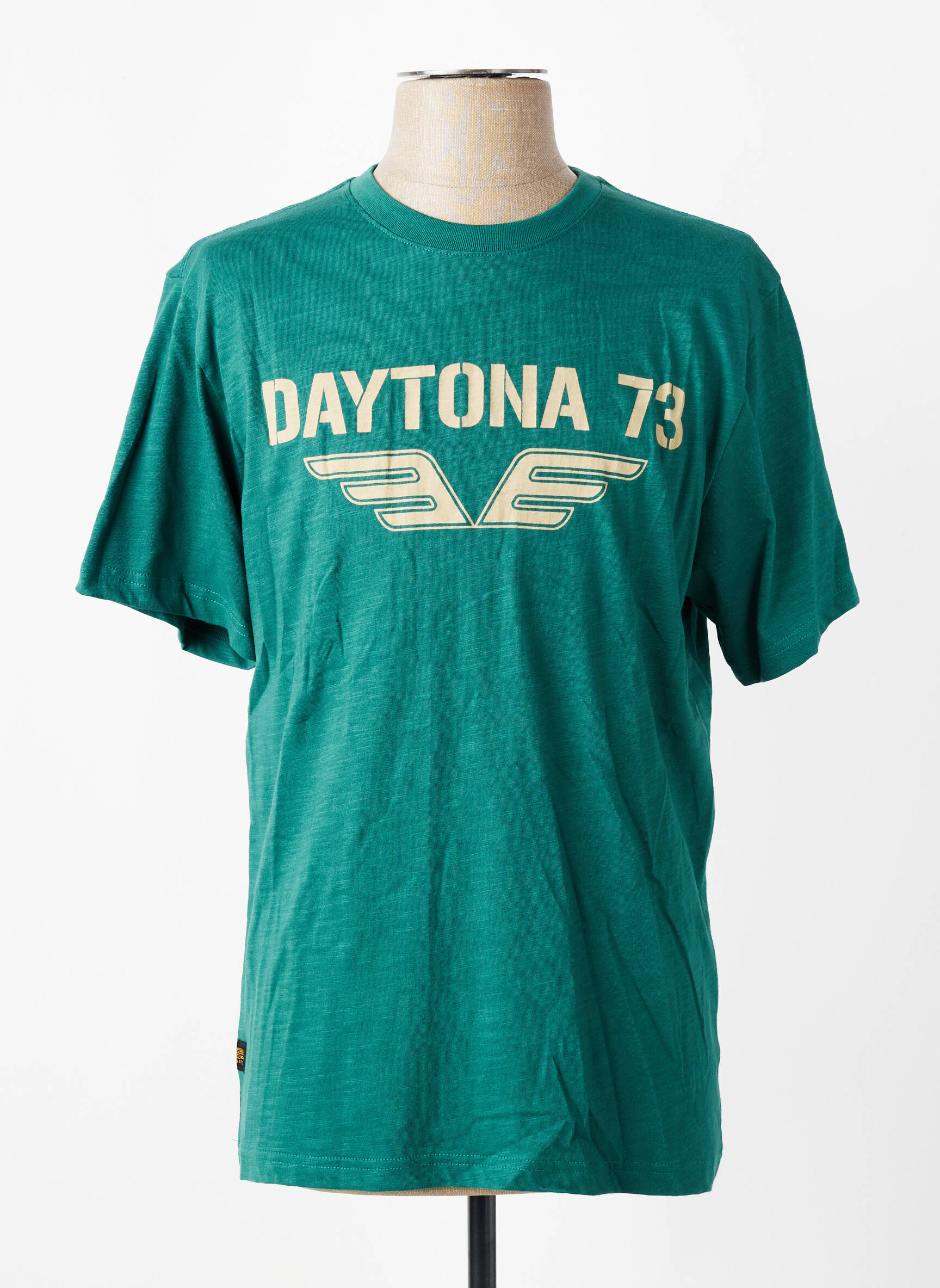 Tricou croială dreaptă mâneci scurte verde DAYTONA bărbat