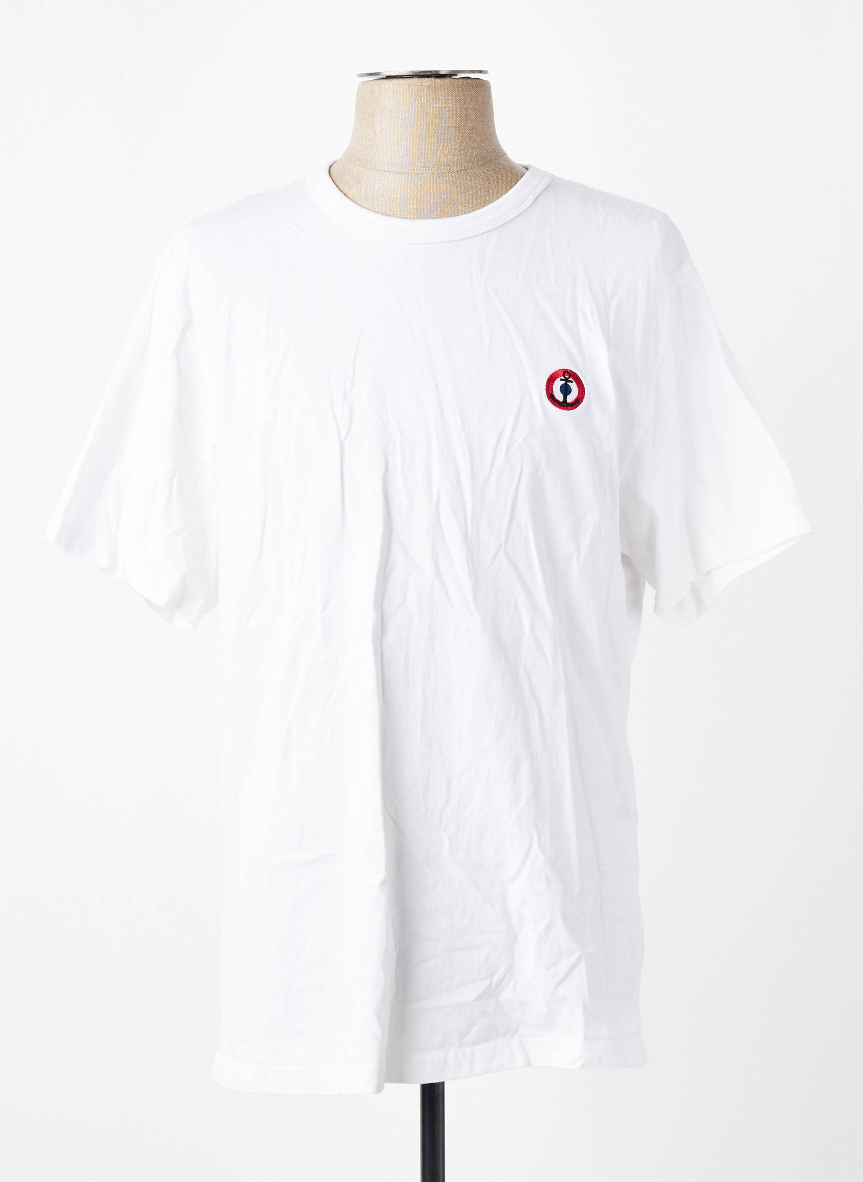 Tricou broderie mâneci scurte alb MARINE NATIONALE bărbat
