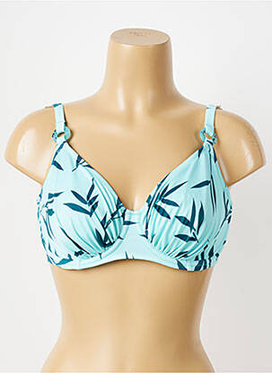 Sutien efect material satinat sutien cupe întregi cu decolteu înalt albastru FANTASIE femeie