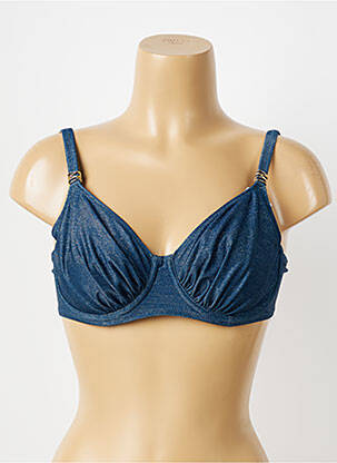Sutien efect material satinat sutien cupe întregi cu decolteu înalt albastru FANTASIE femeie
