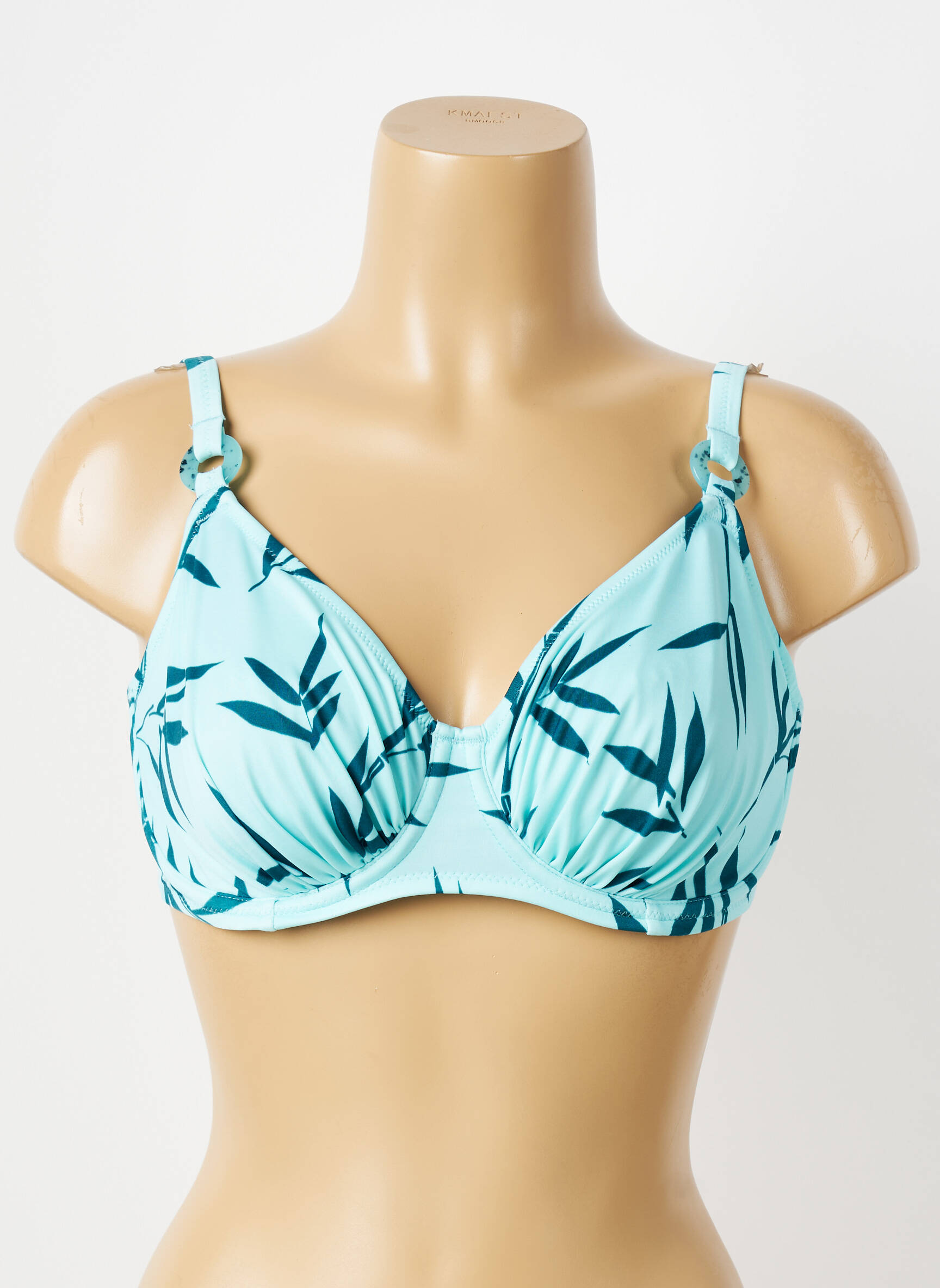 Sutien efect material satinat sutien cupe întregi cu decolteu înalt albastru FANTASIE femeie
