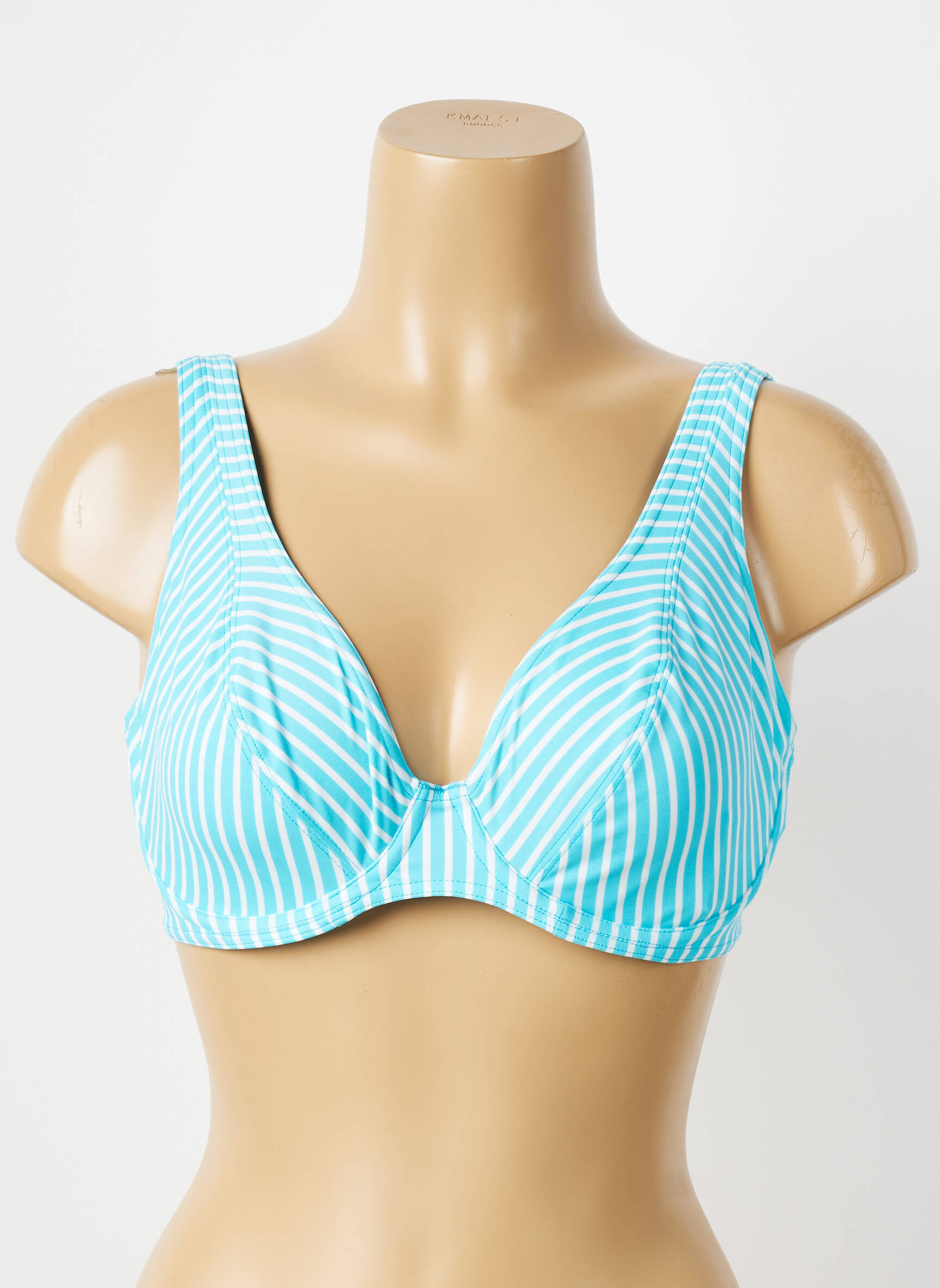 Sutien efect material satinat sutien cupe întregi cu decolteu înalt albastru FREYA femeie