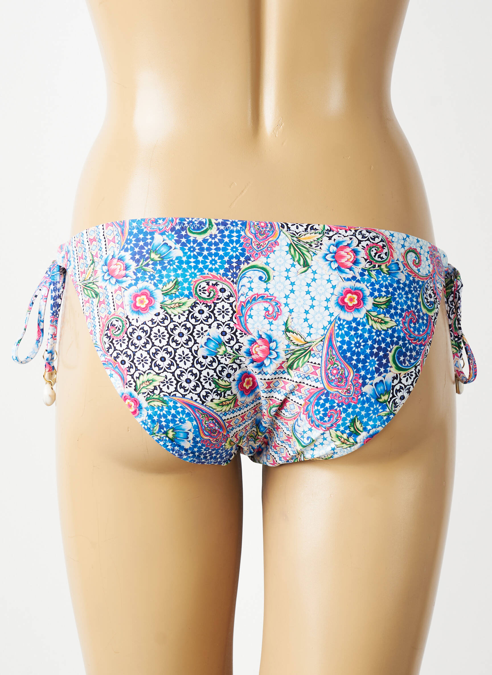 Chiloți de baie imprimeu floral bikini albastru FREYA femeie