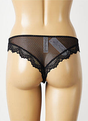 Tanga efect material satinat negru ANTIGEL femeie
