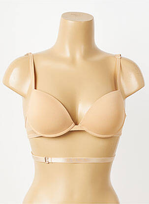 Sutien efect material satinat top sutien modelat culoare piersică ANTIGEL femeie