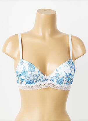 Sutien efect material satinat top sutien push-up albastru ANTIGEL femeie