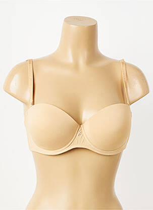 Sutien efect material satinat top sutien push-up culoare piersică ANTIGEL femeie