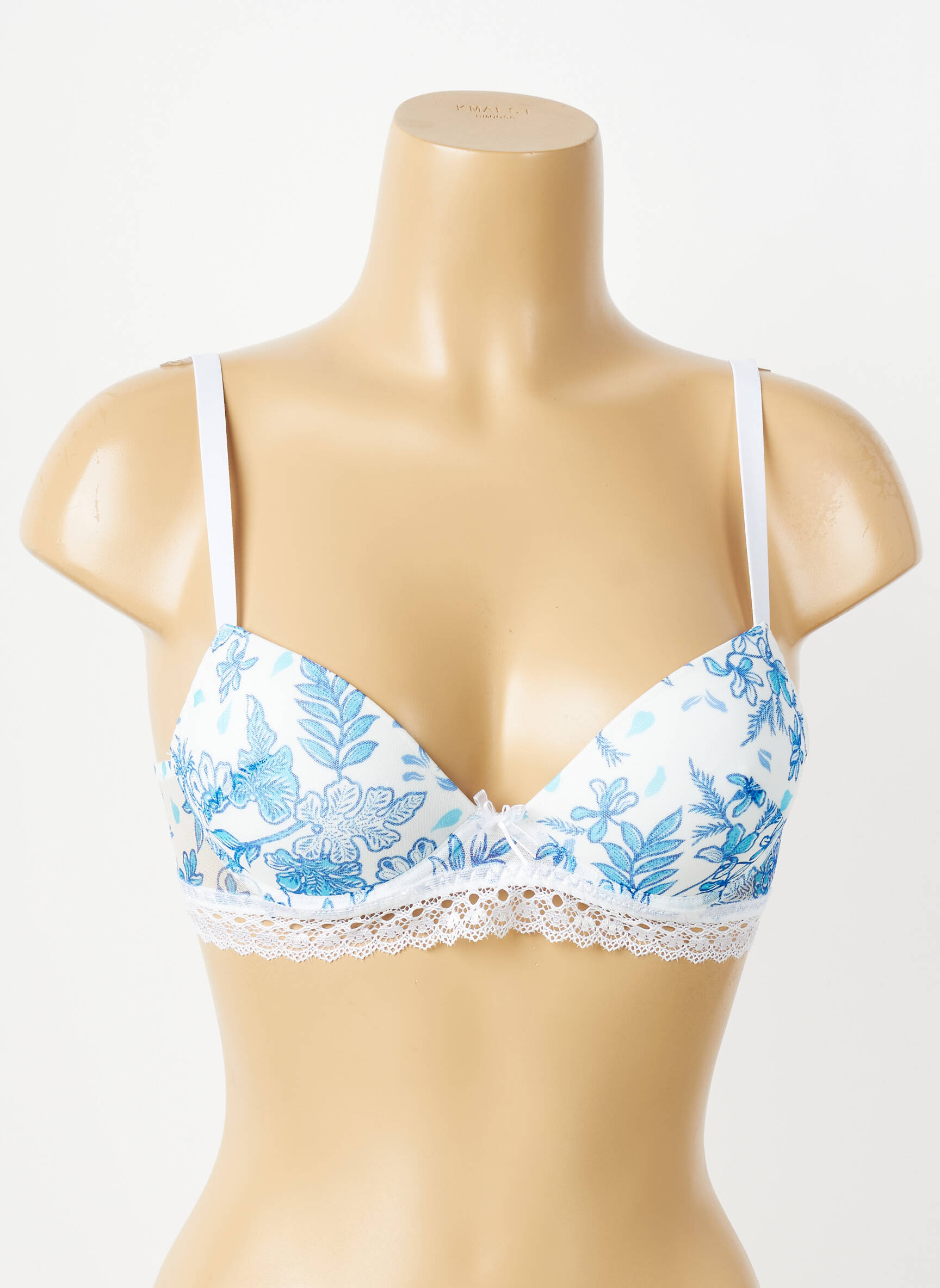 Sutien efect material satinat top sutien push-up albastru ANTIGEL femeie