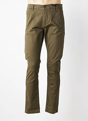 Pantalon chino țesătură poplin talie joasă verde DAYTONA bărbat