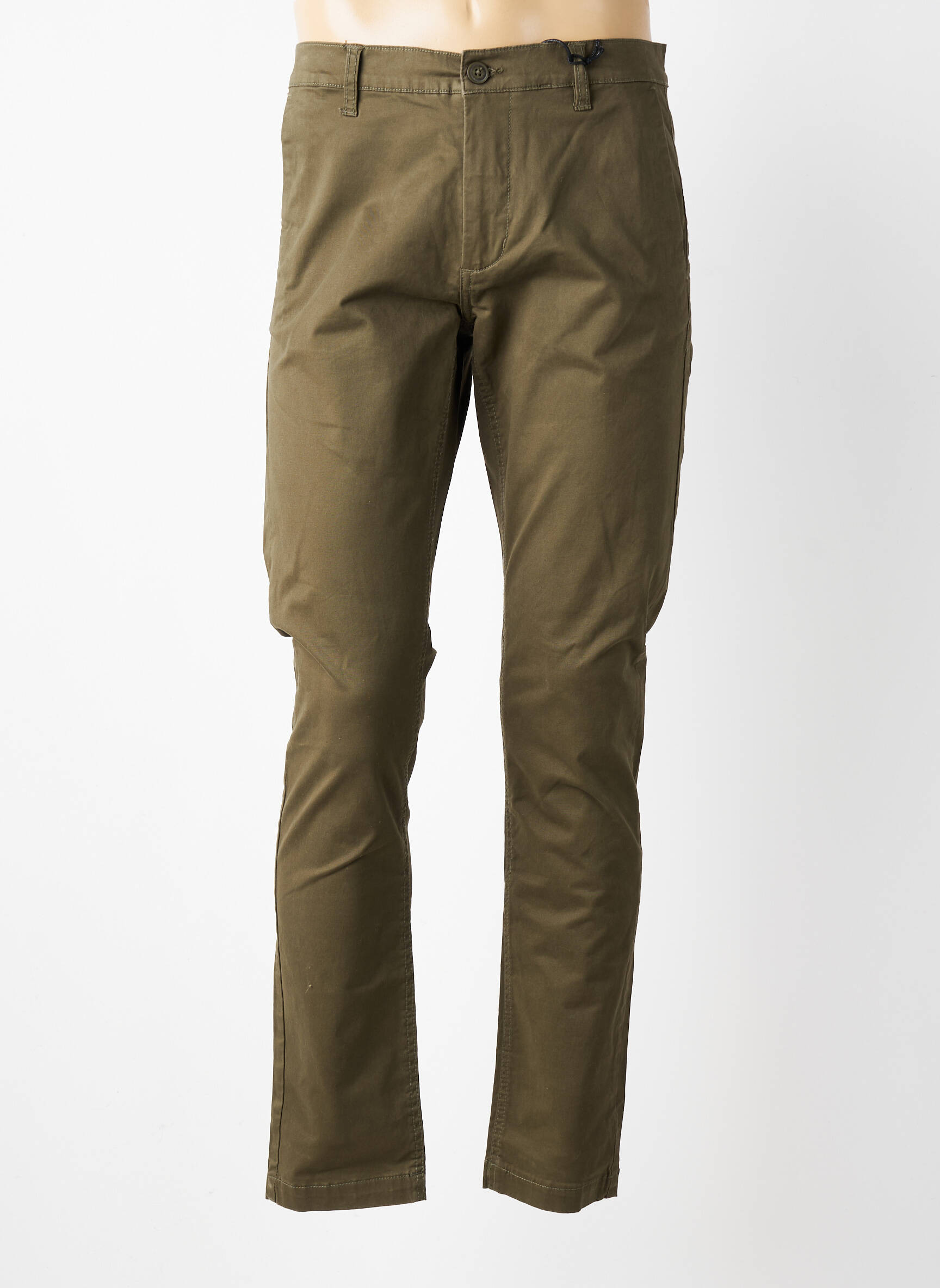 Pantalon chino țesătură poplin talie joasă verde DAYTONA bărbat