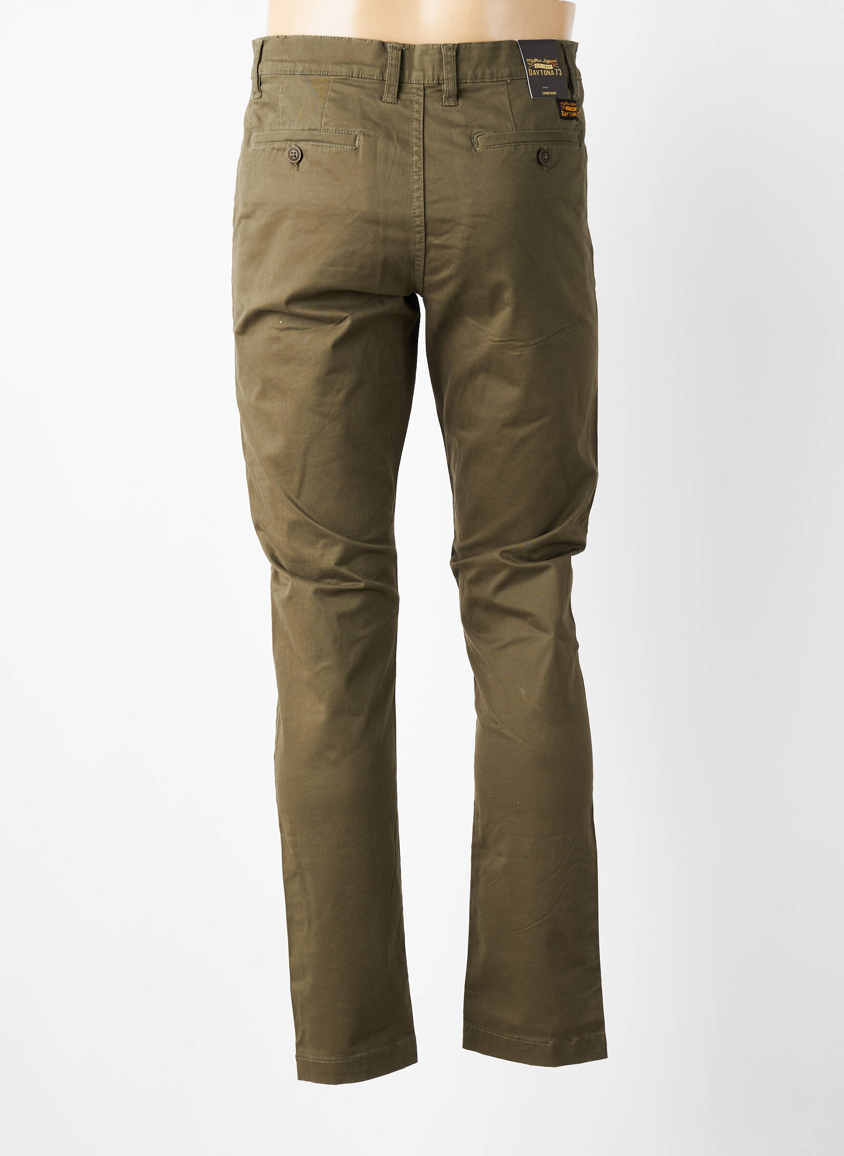 Pantalon chino țesătură poplin talie joasă verde DAYTONA bărbat