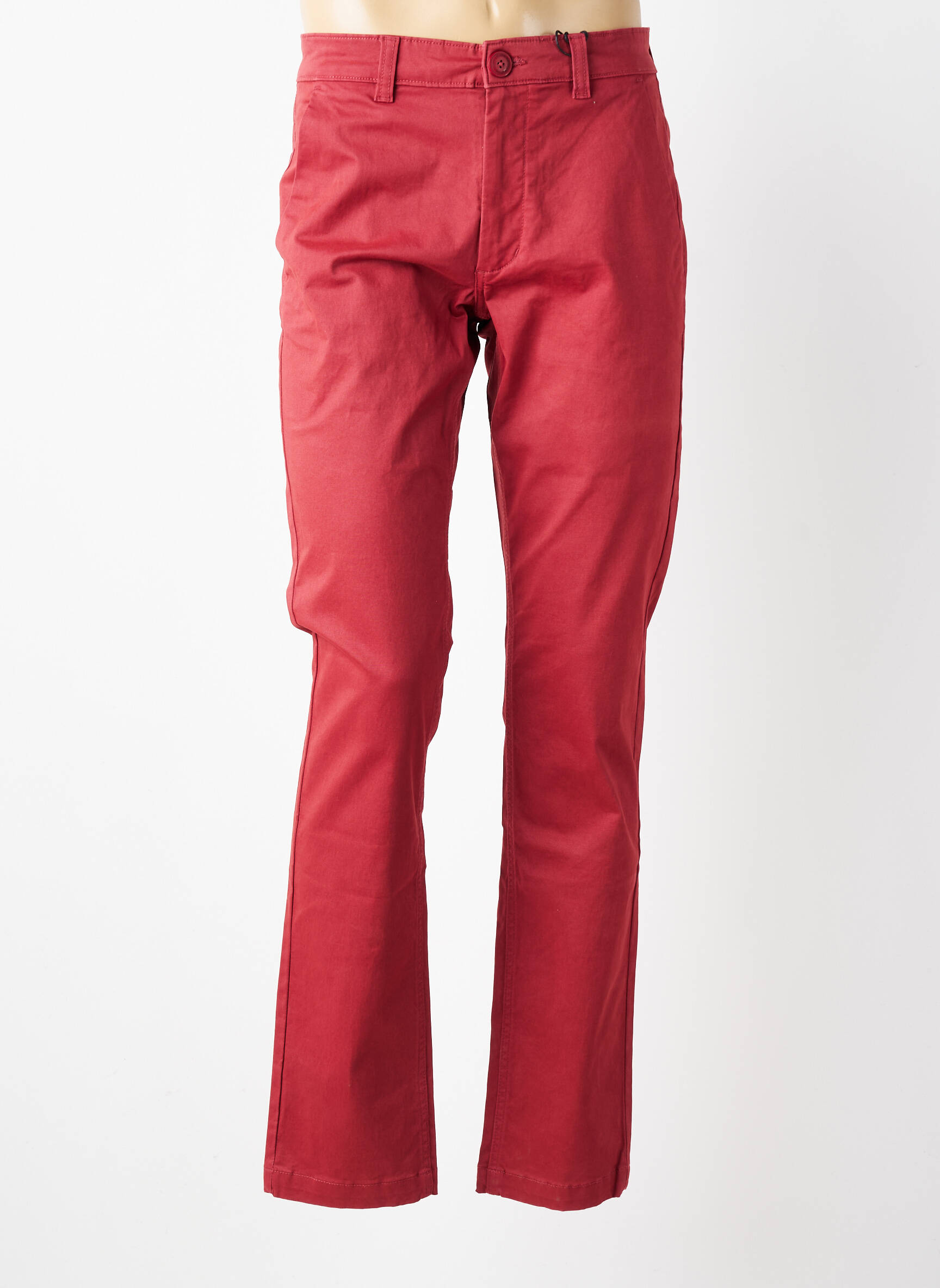 Pantalon chino țesătură poplin talie joasă roșu DAYTONA bărbat
