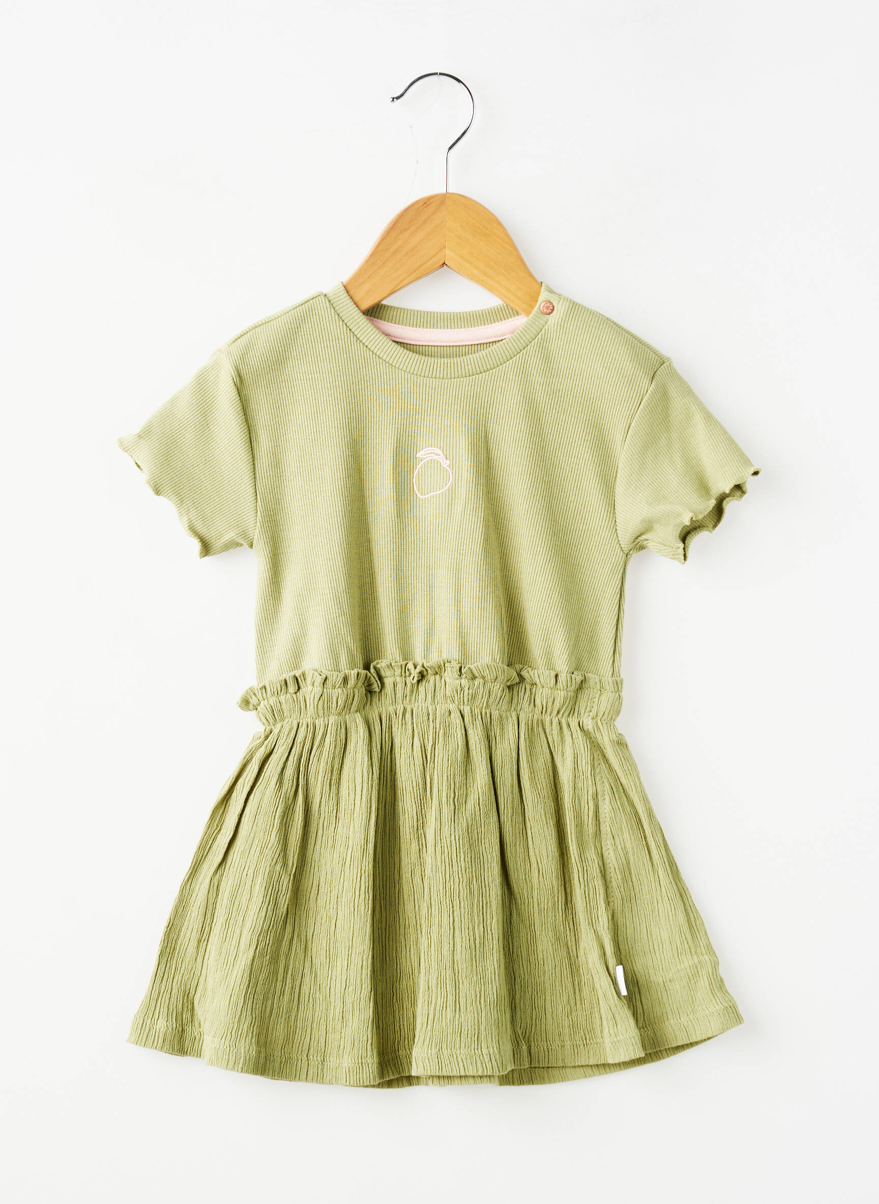 Rochie midi mâneci scurte mâneci scurte verde NOPPIES fată