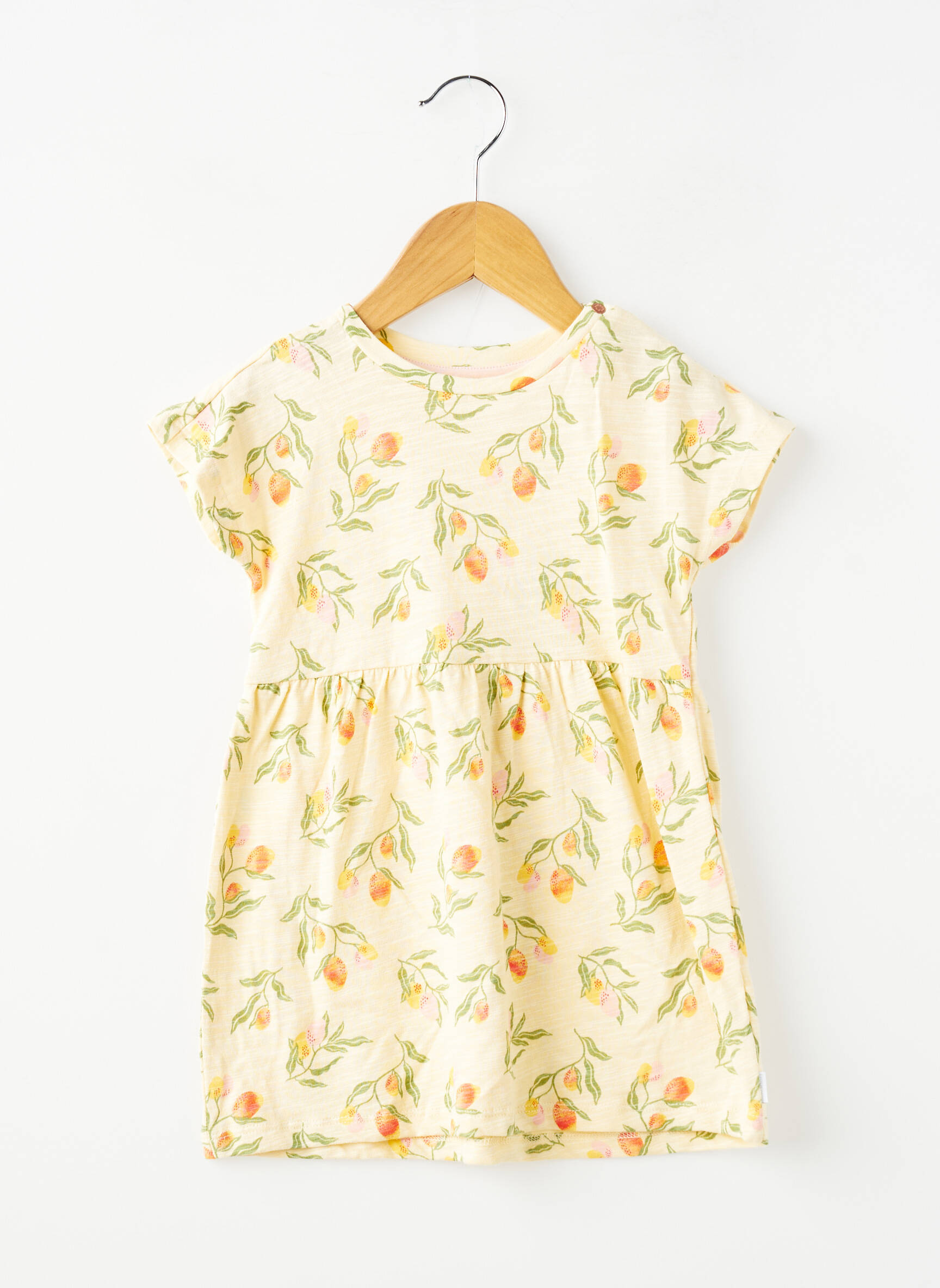 Rochie midi mâneci scurte mâneci scurte galben NOPPIES fată
