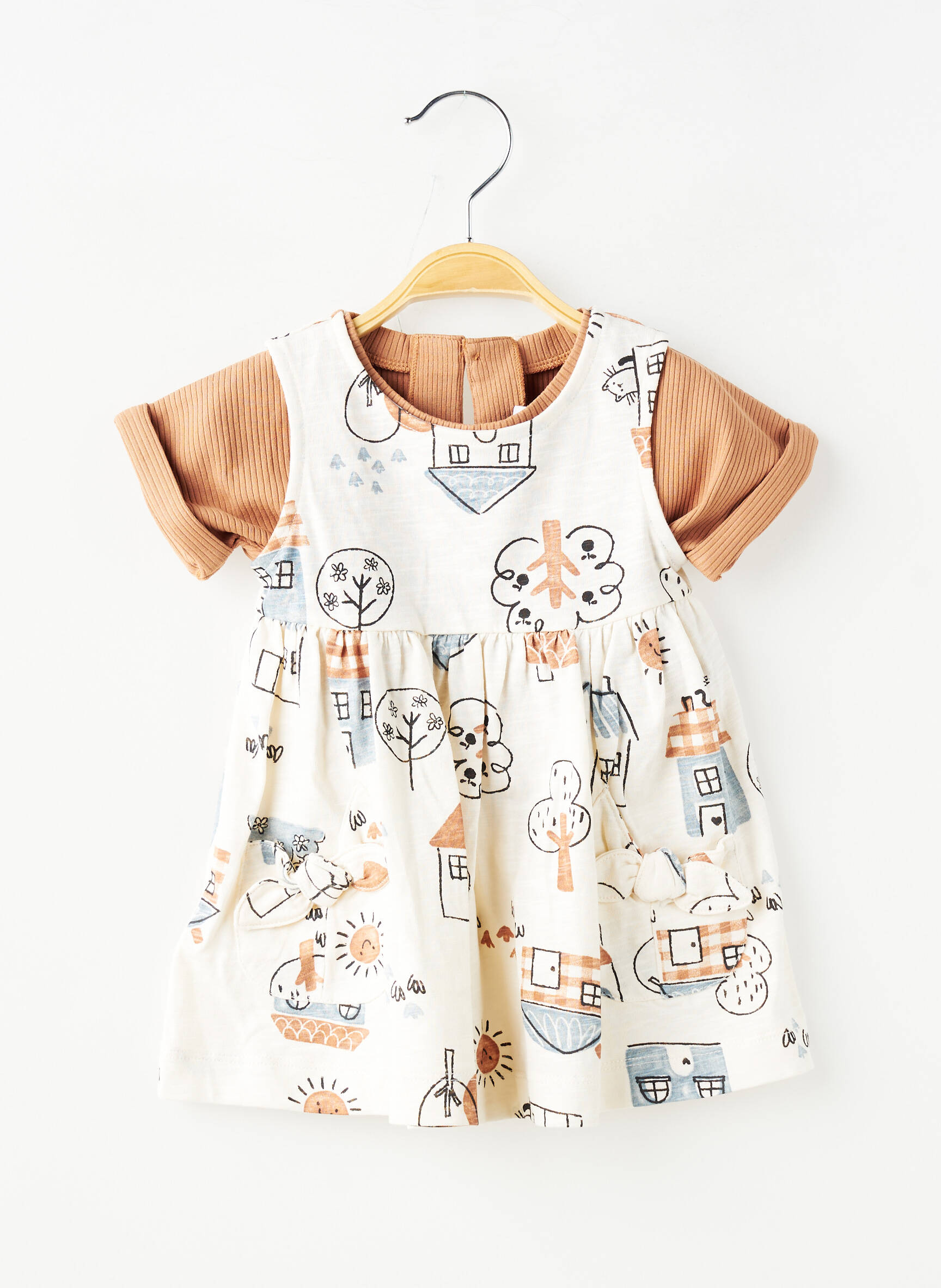 Set rochie imprimeu fantezie bej MAYORAL fată