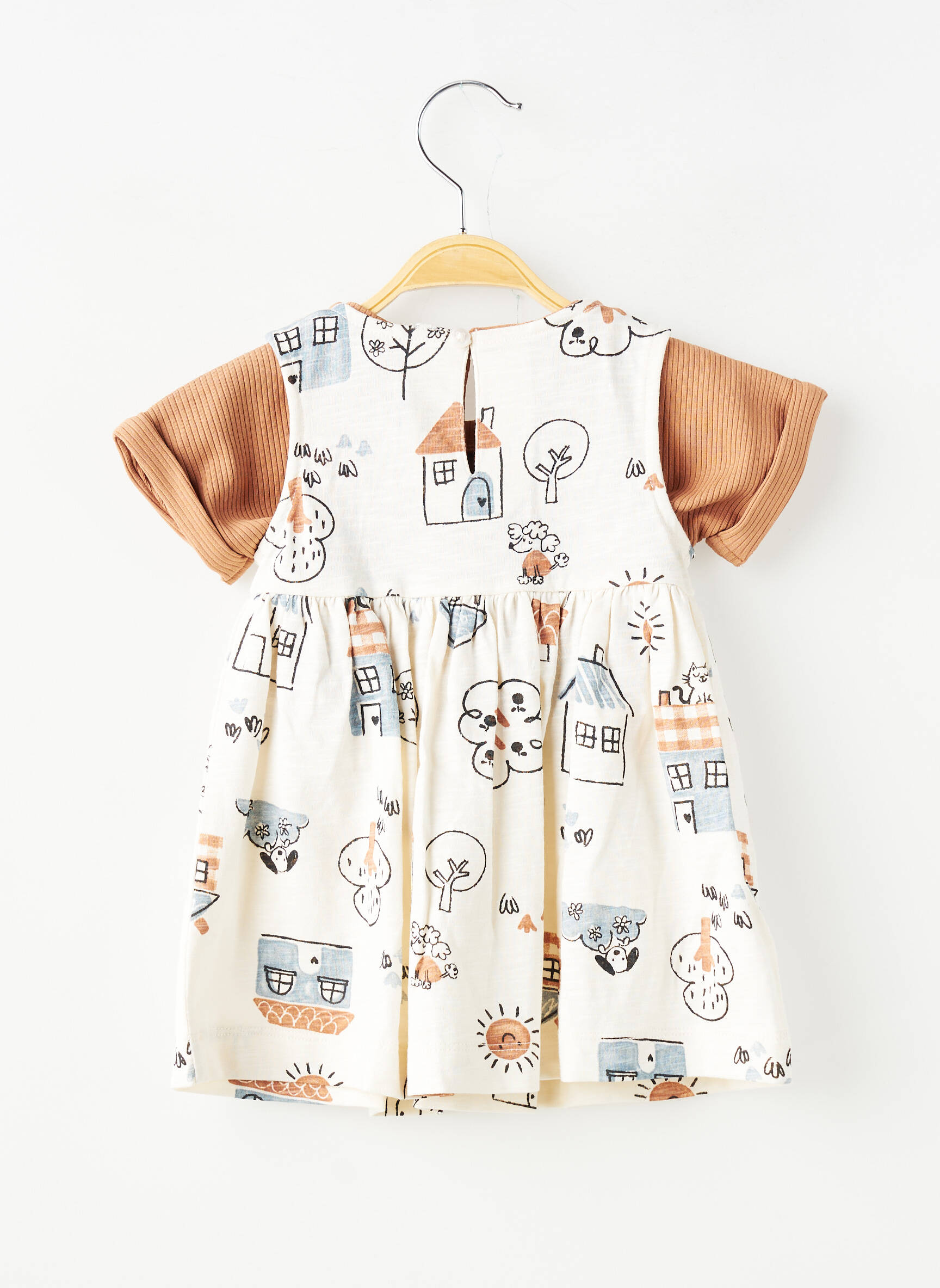 Set rochie imprimeu fantezie bej MAYORAL fată