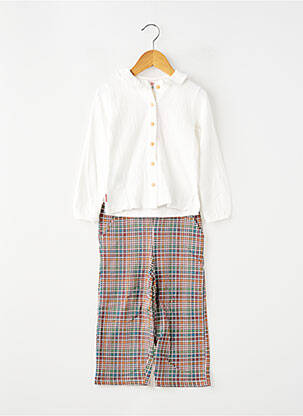 Set pantaloni croială dreaptă alb BOBOLI fată