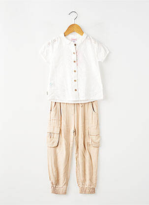 Set pantaloni croială dreaptă alb BOBOLI fată