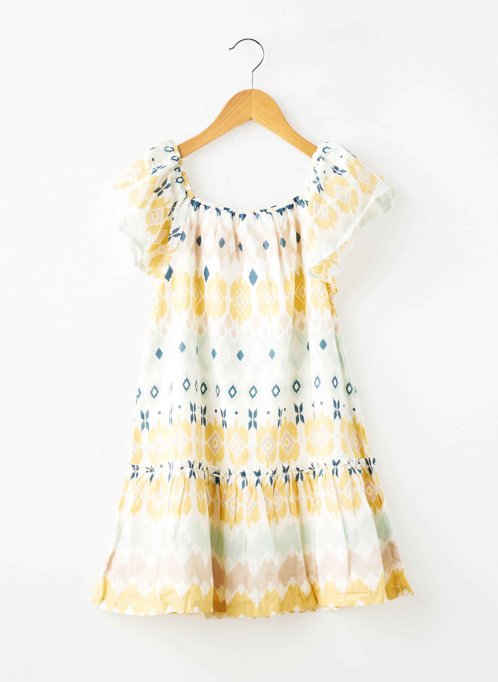 Rochie midi căptușeală mâneci scurte galben ZY fată