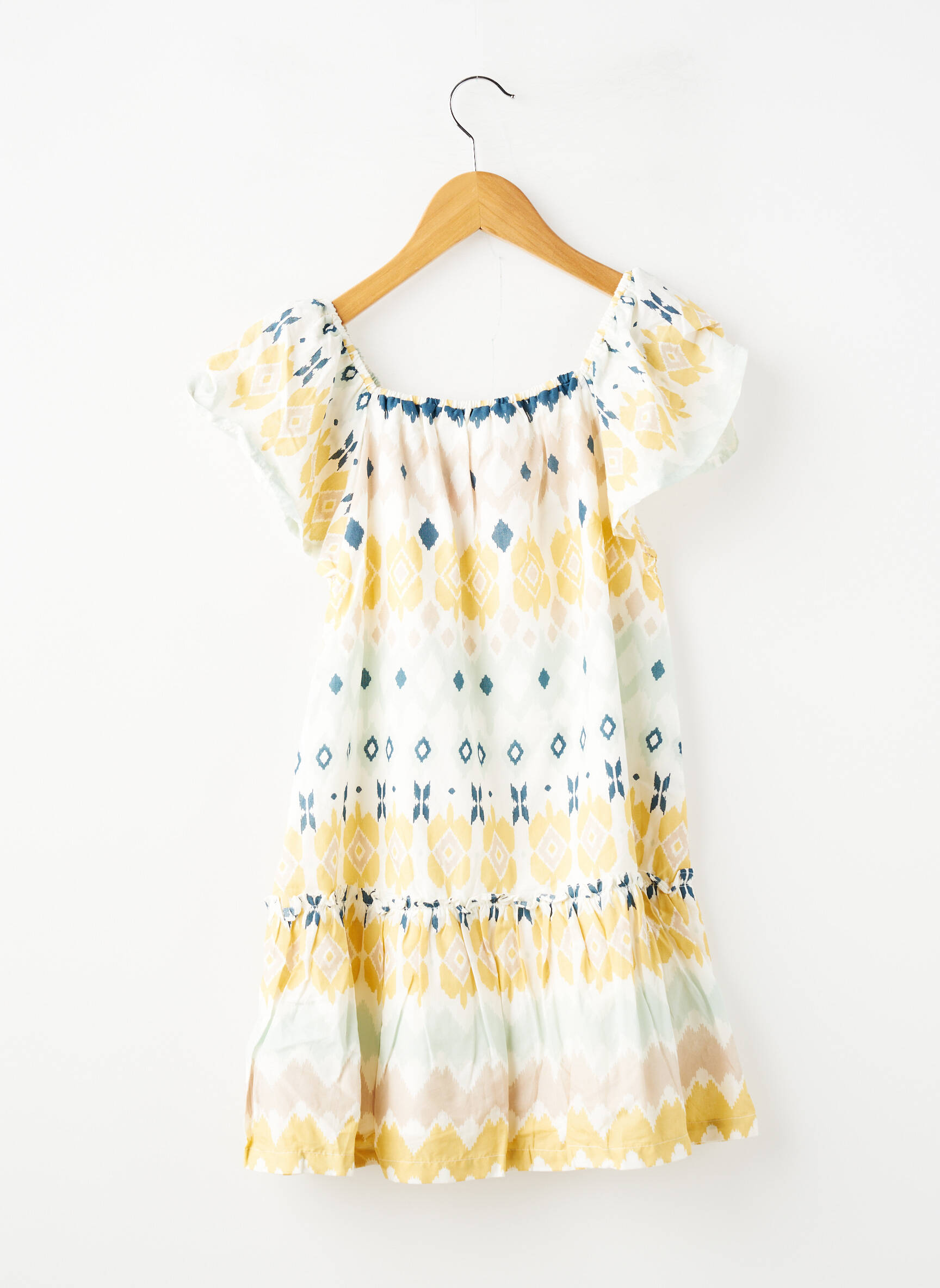 Rochie midi căptușeală mâneci scurte galben ZY fată
