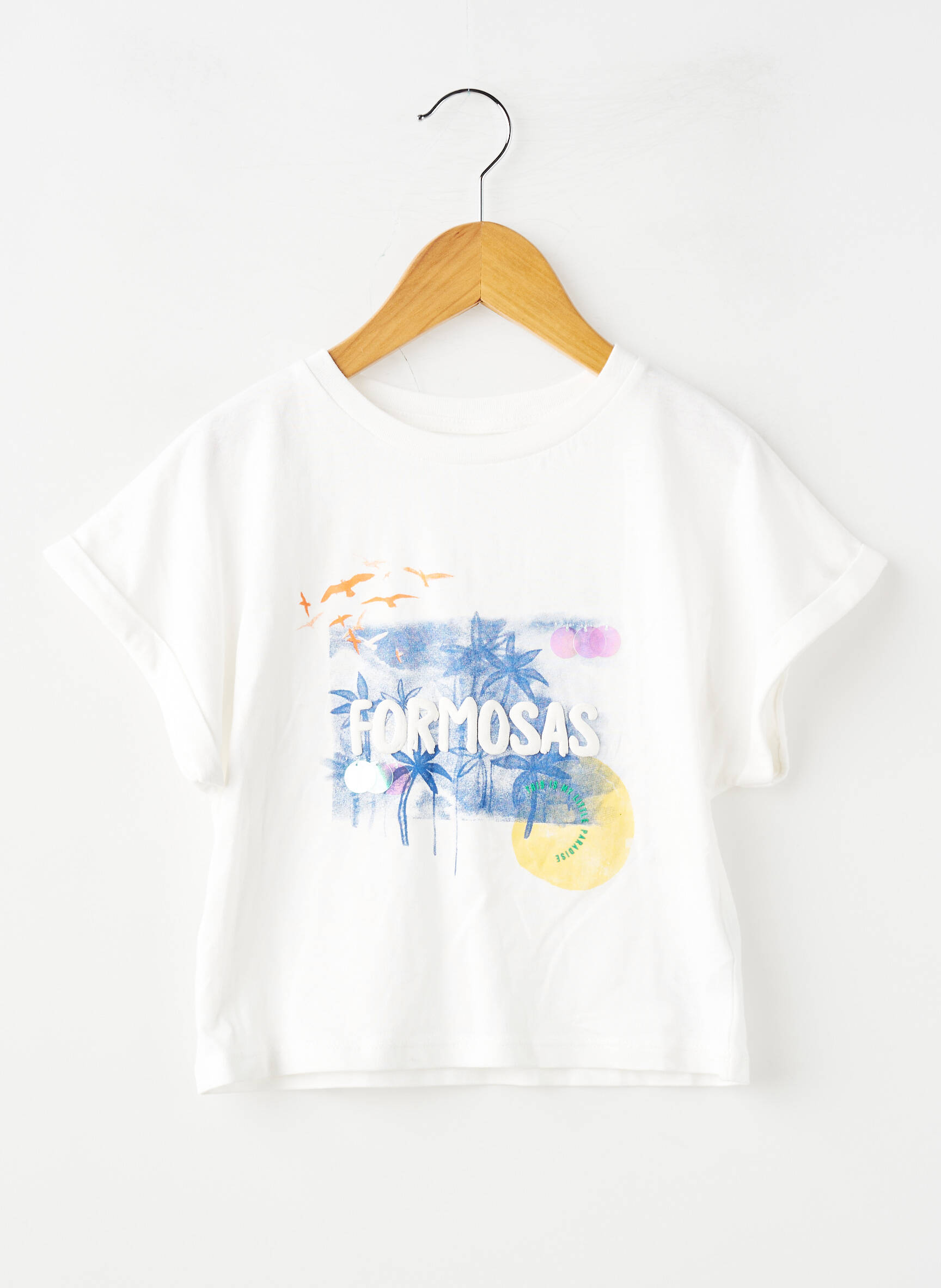Tricou croială dreaptă mâneci scurte alb ZY fată