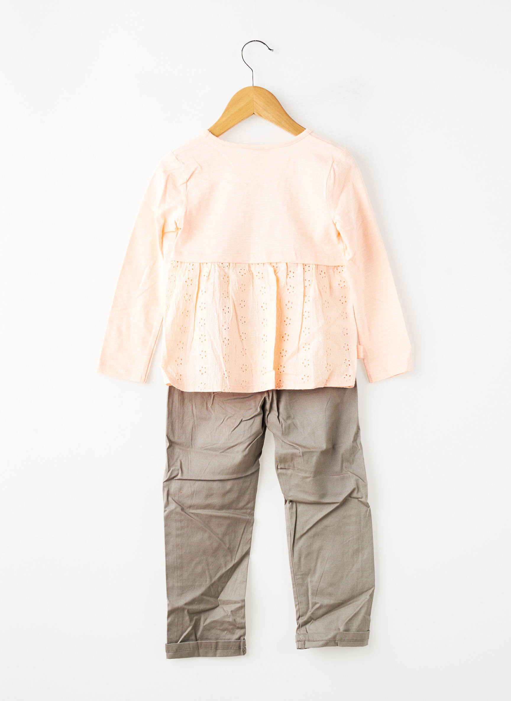 Set pantaloni croială dreaptă roz BOBOLI fată
