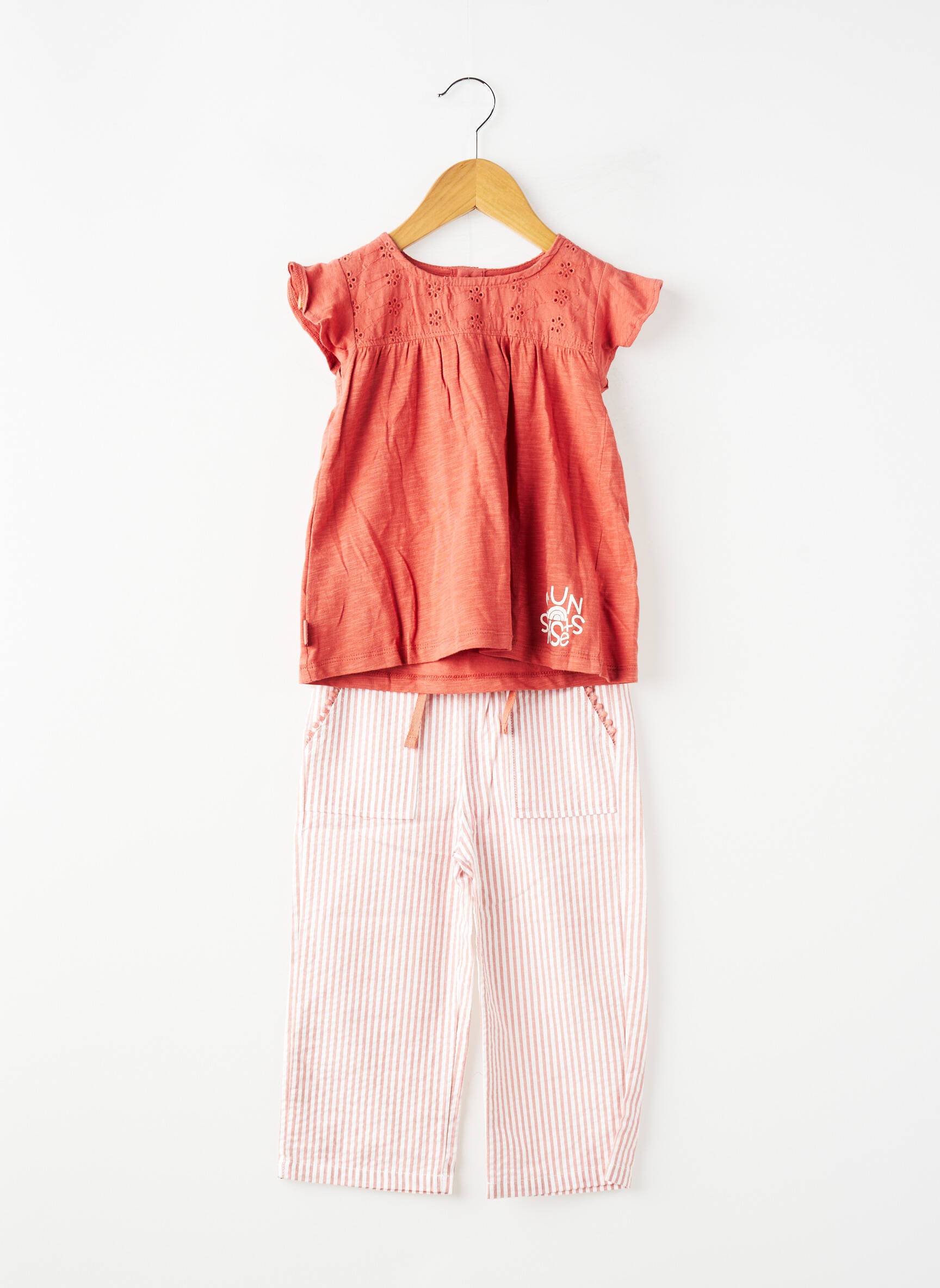 Set pantaloni croială dreaptă portocalie BOBOLI fată