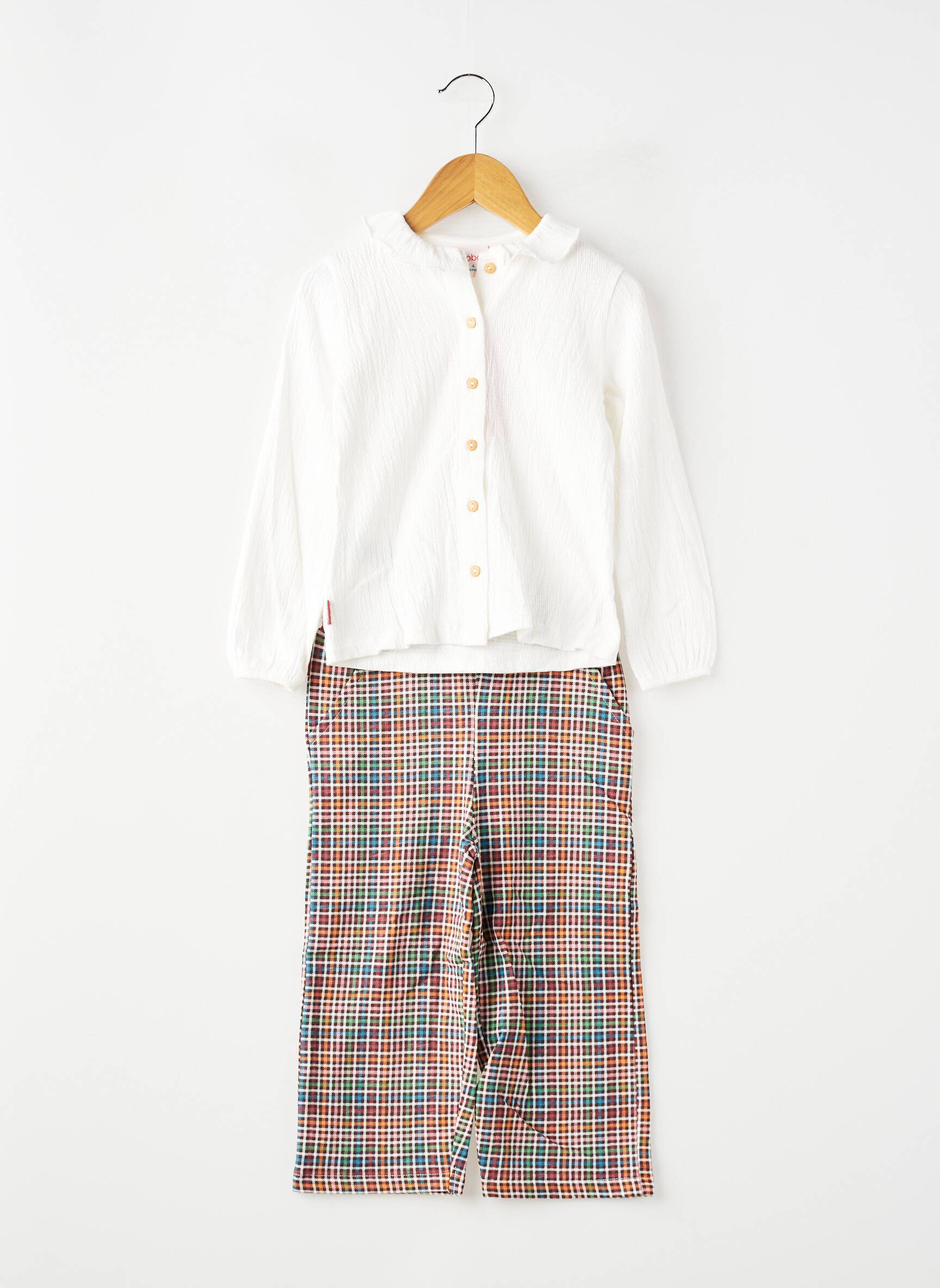 Set pantaloni croială dreaptă alb BOBOLI fată