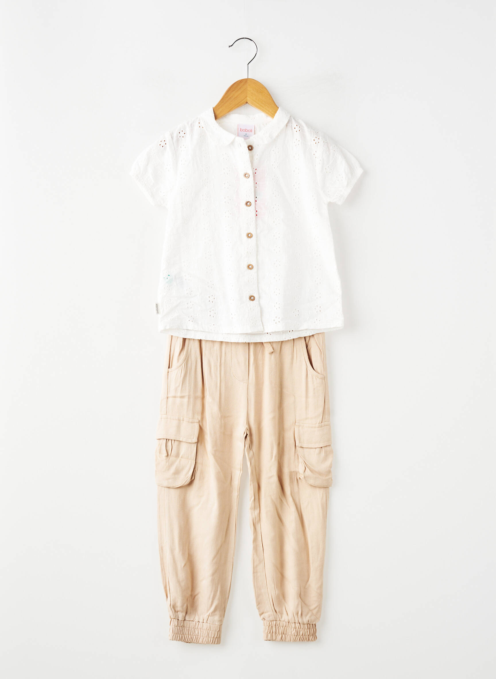 Set pantaloni croială dreaptă alb BOBOLI fată