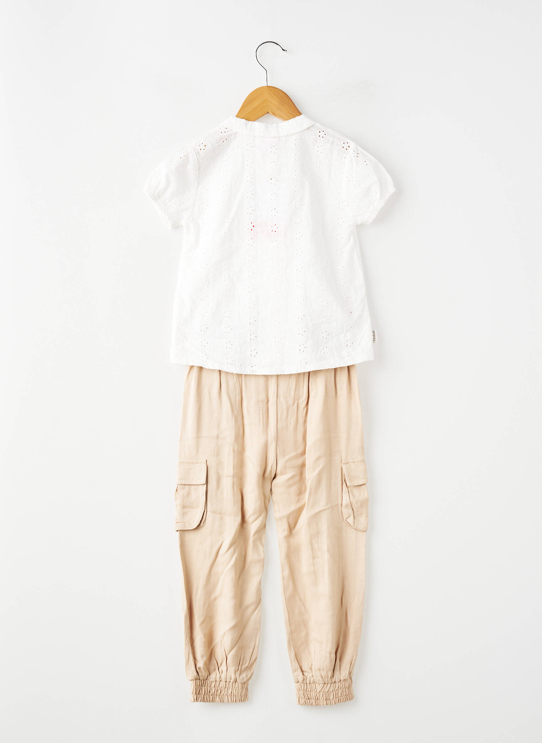 Set pantaloni croială dreaptă alb BOBOLI fată