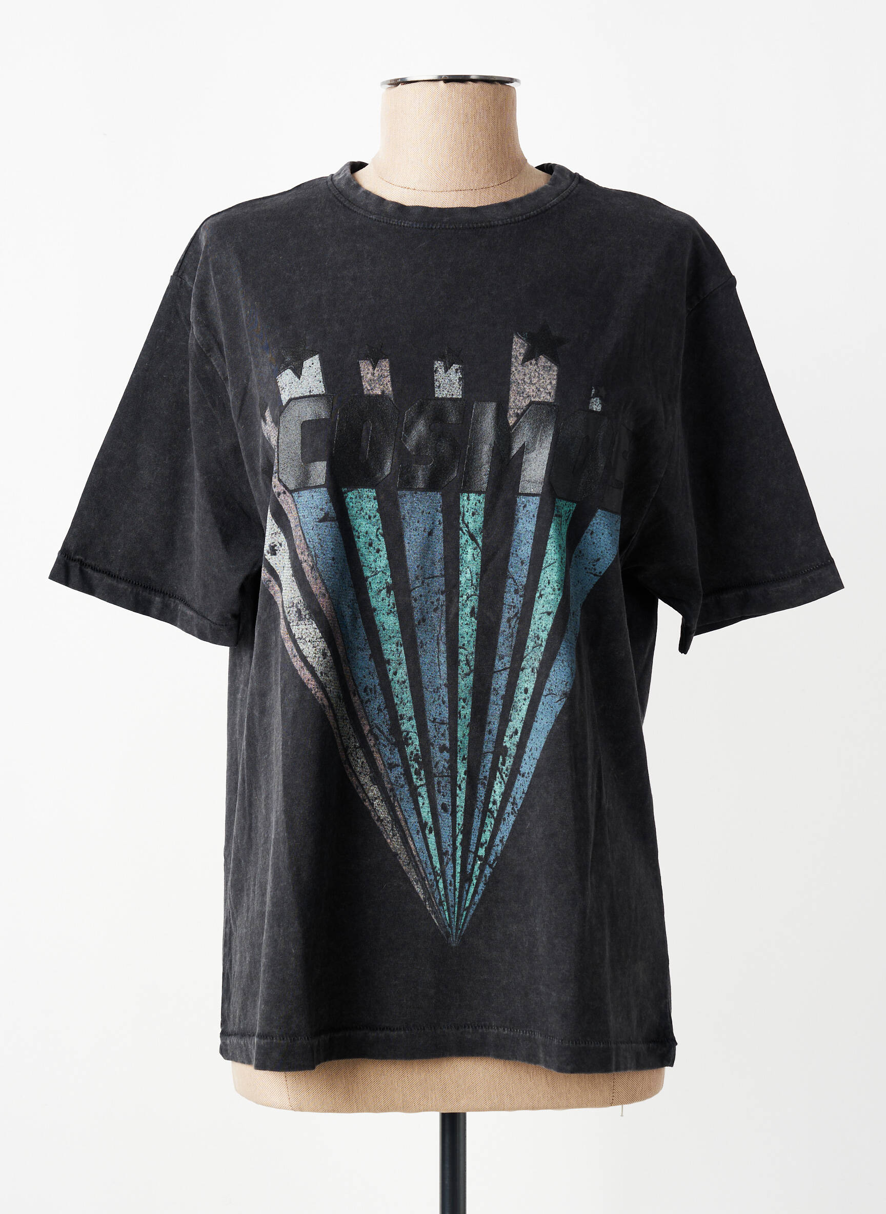 Tricou croială dreaptă mâneci scurte negru ROSE GARDEN femeie