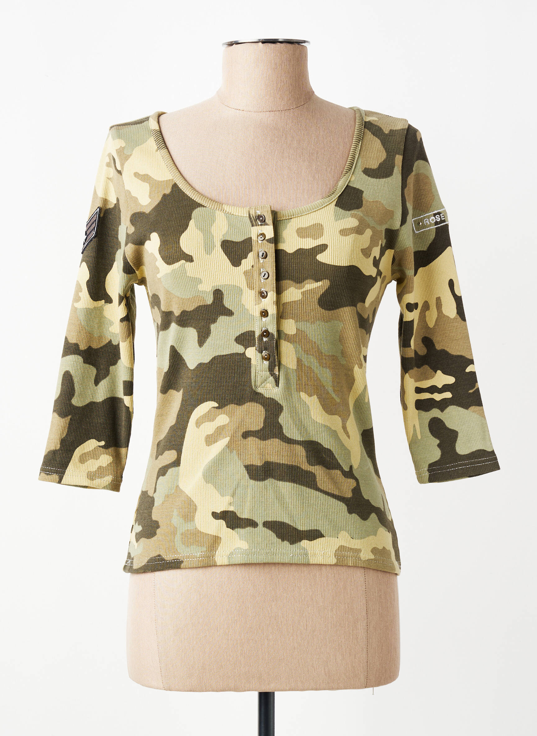 Tricou mâneci 3/4 mâneci 3/4 verde ROSE GARDEN femeie