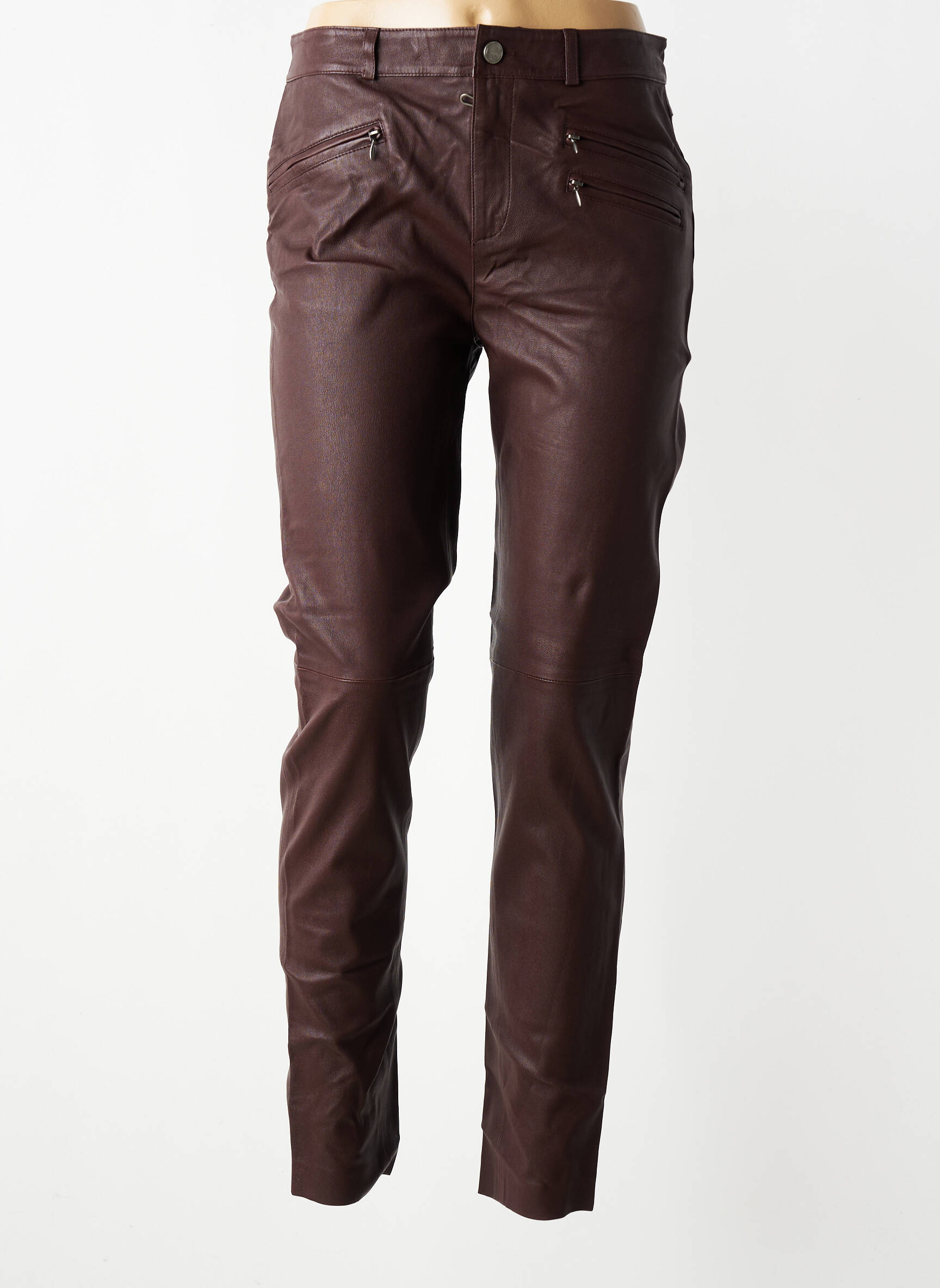 Pantalon slim mărime normală mărime normală maro ROSE GARDEN femeie