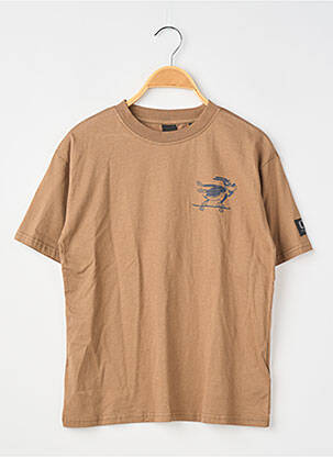 Tricou serigrafie flockată mâneci scurte maro LE TEMPS DES CERISES băiat