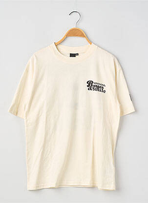Tricou serigrafie flockată mâneci scurte bej LE TEMPS DES CERISES băiat