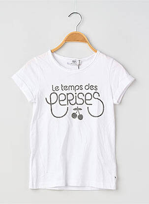 Tricou croială dreaptă mâneci scurte alb LE TEMPS DES CERISES fată