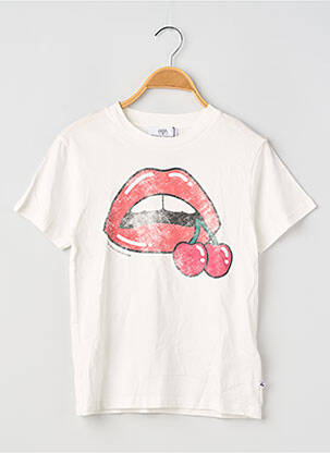 Tricou croială dreaptă mâneci scurte alb LE TEMPS DES CERISES fată