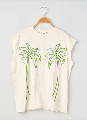 Tricou croială dreaptă mâneci scurte bej LE TEMPS DES CERISES fată