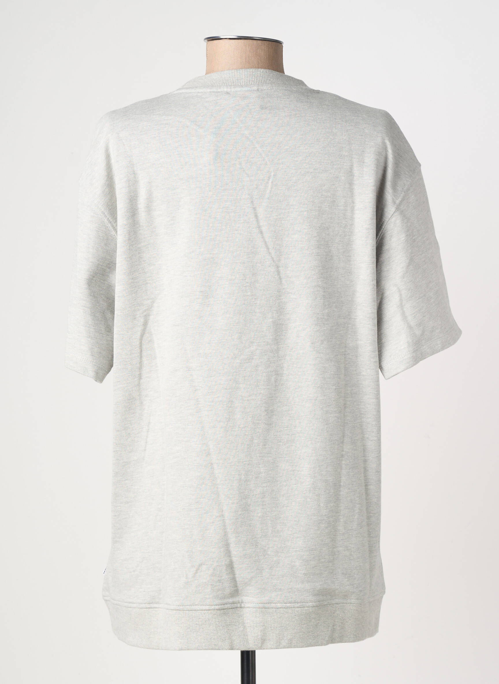 Tricou croială dreaptă mâneci scurte gri LE TEMPS DES CERISES fată