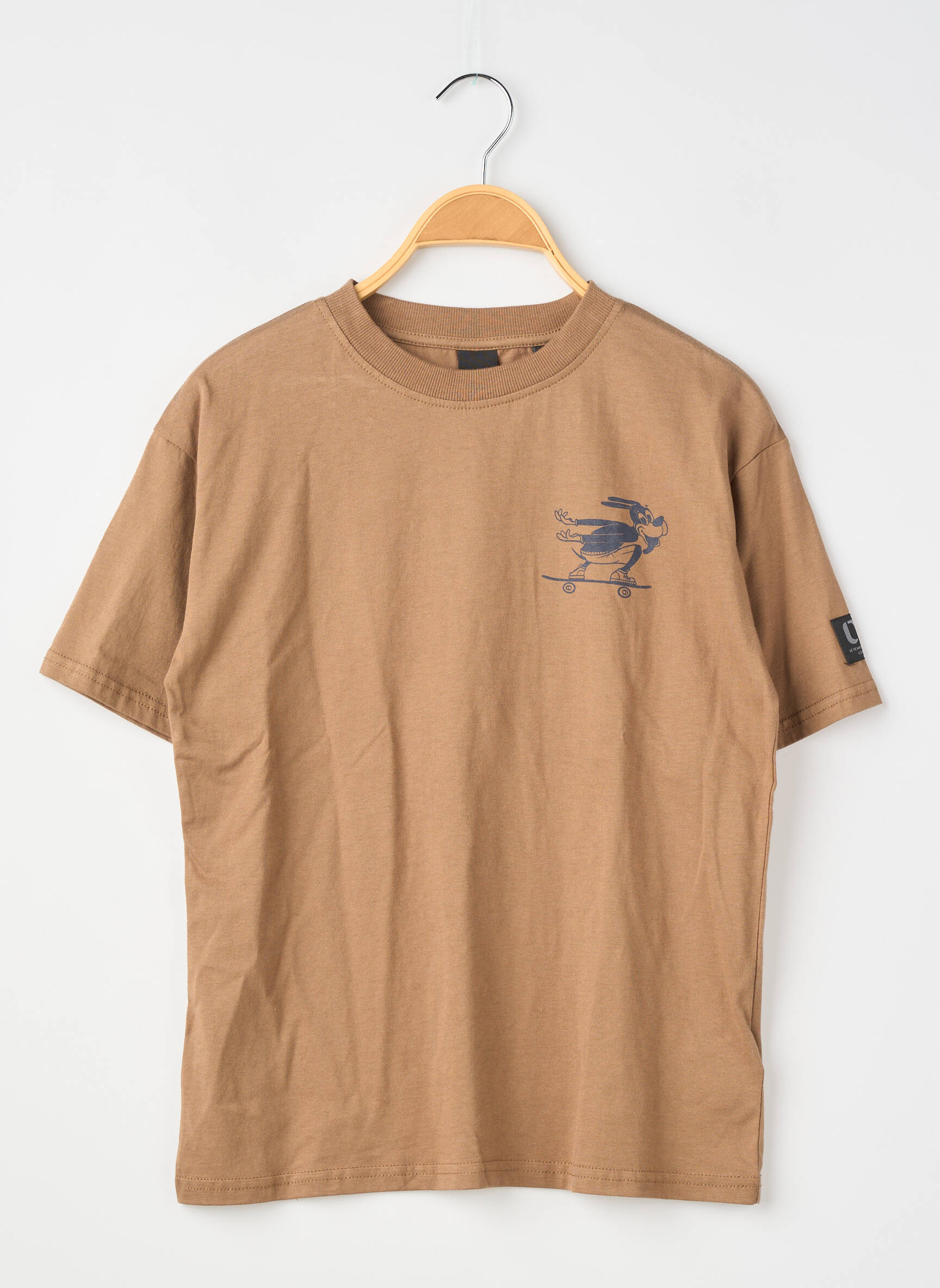 Tricou serigrafie flockată mâneci scurte maro LE TEMPS DES CERISES băiat