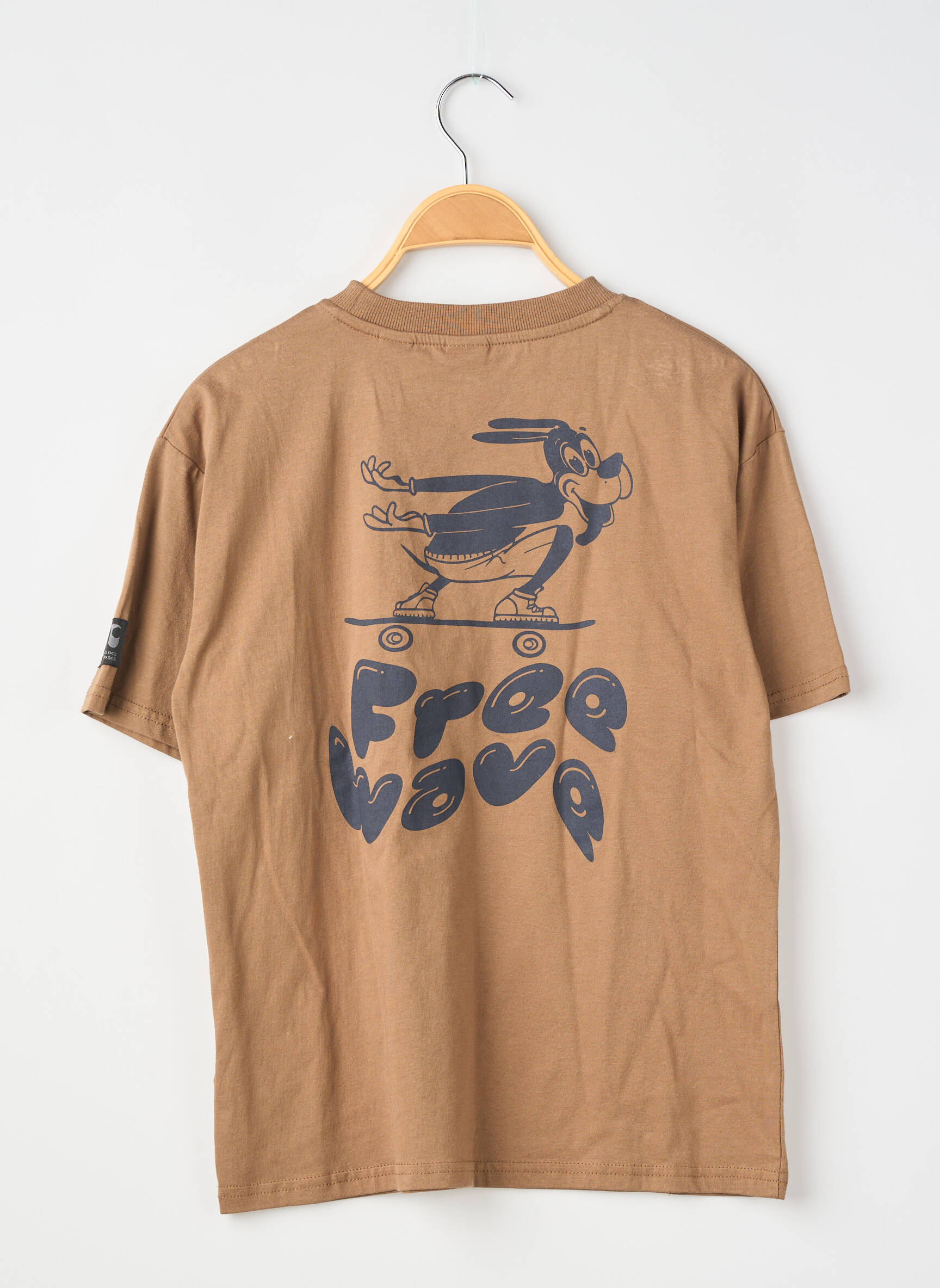 Tricou serigrafie flockată mâneci scurte maro LE TEMPS DES CERISES băiat