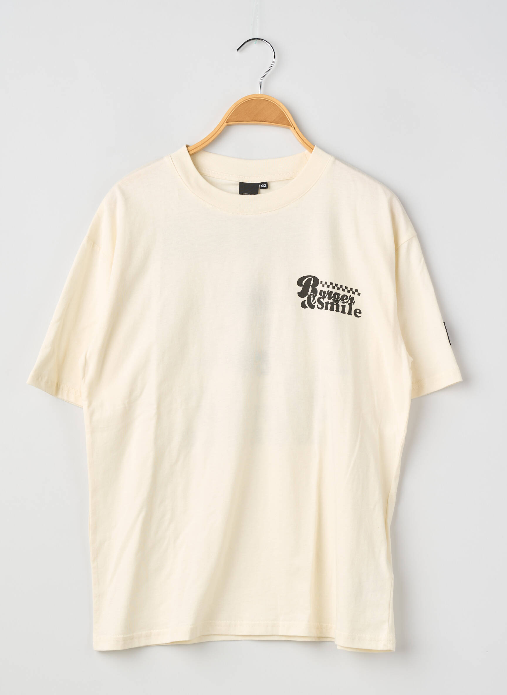Tricou serigrafie flockată mâneci scurte bej LE TEMPS DES CERISES băiat