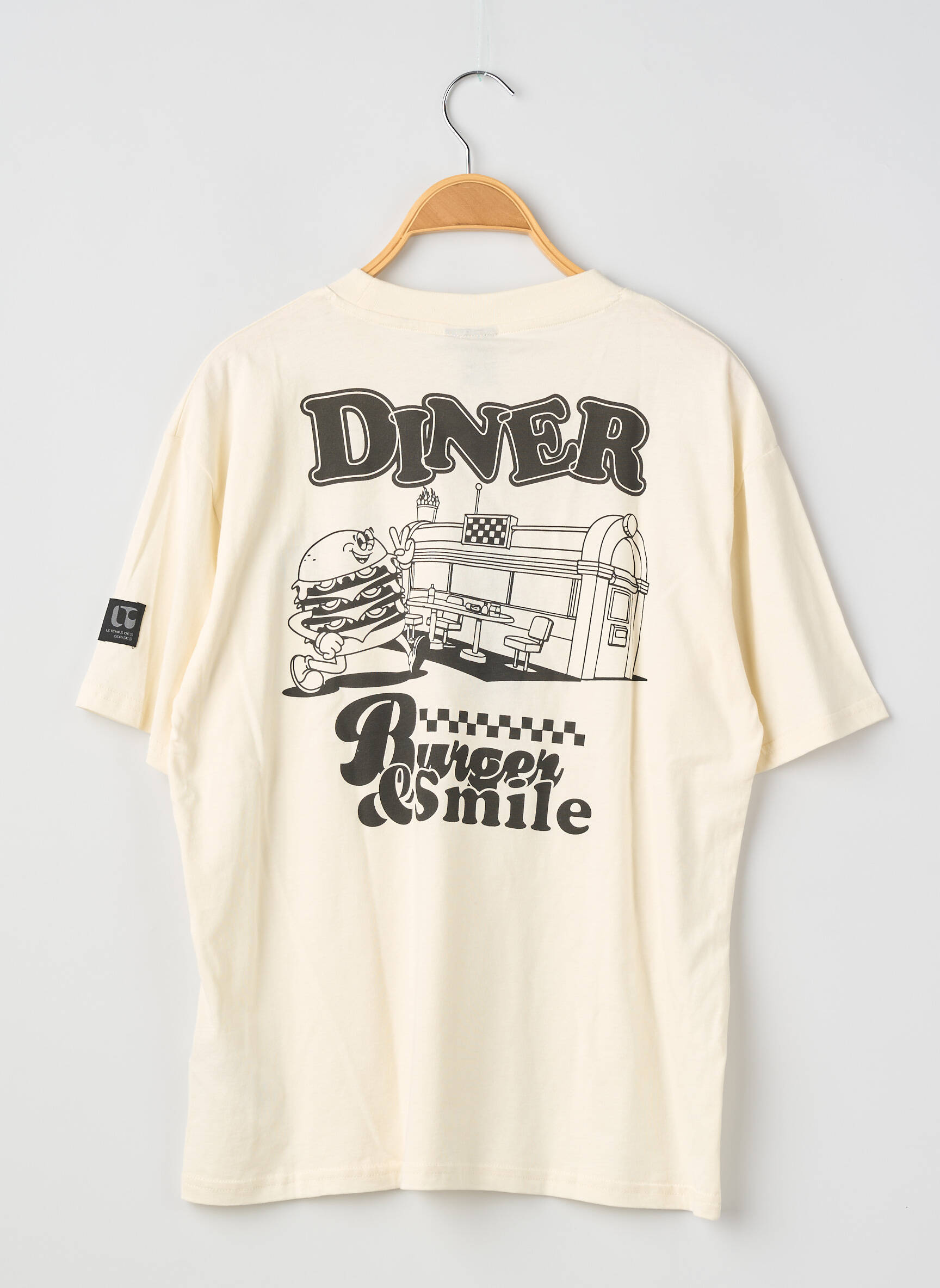 Tricou serigrafie flockată mâneci scurte bej LE TEMPS DES CERISES băiat
