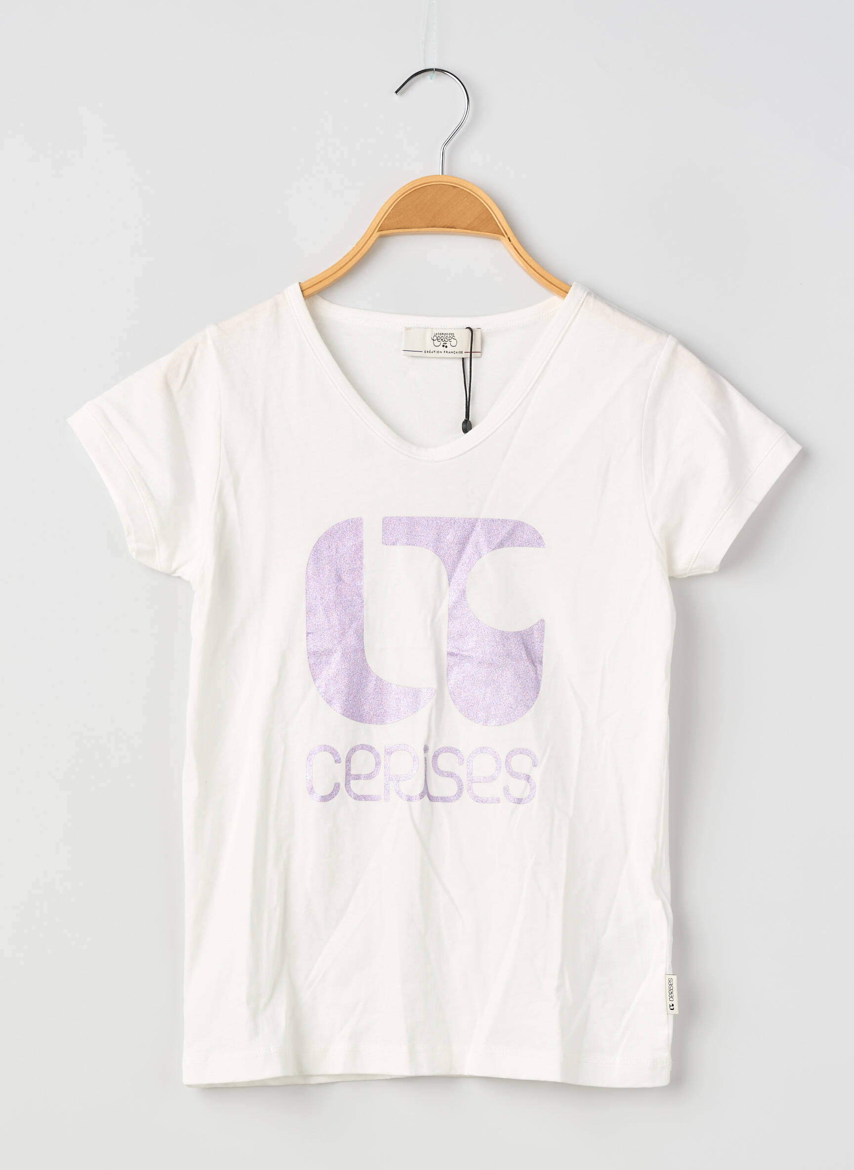 Tricou croială dreaptă mâneci scurte alb LE TEMPS DES CERISES fată
