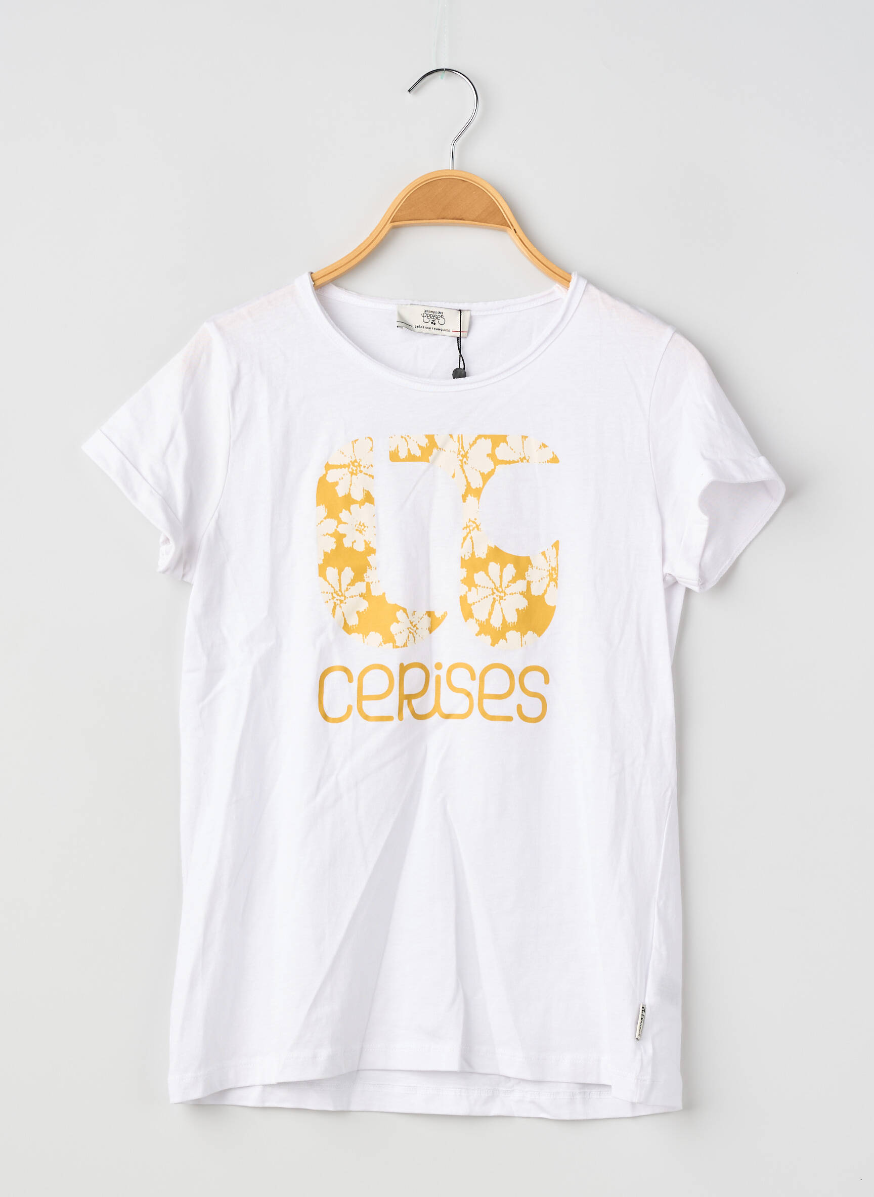 Tricou croială dreaptă mâneci scurte alb LE TEMPS DES CERISES fată