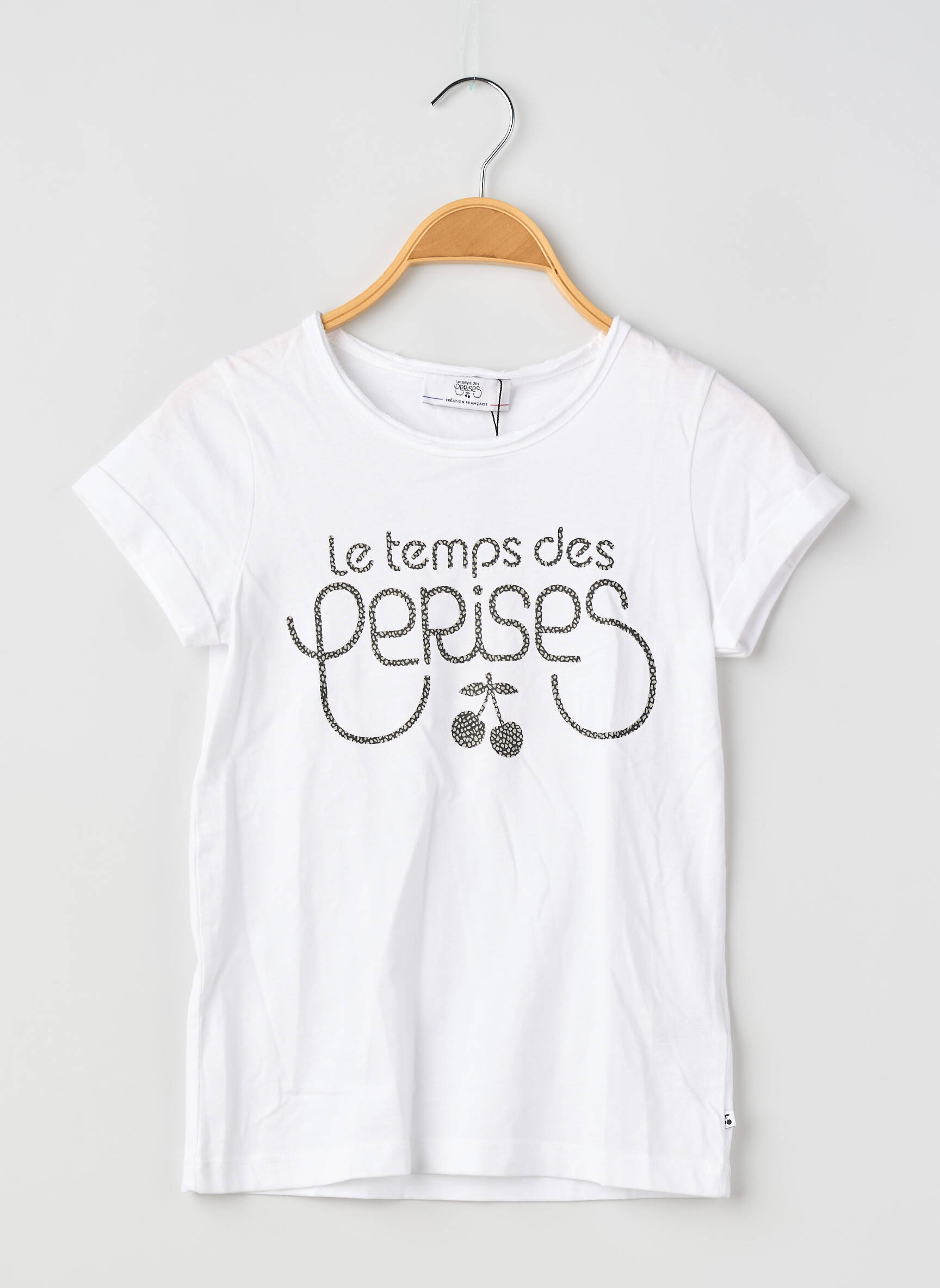 Tricou croială dreaptă mâneci scurte alb LE TEMPS DES CERISES fată