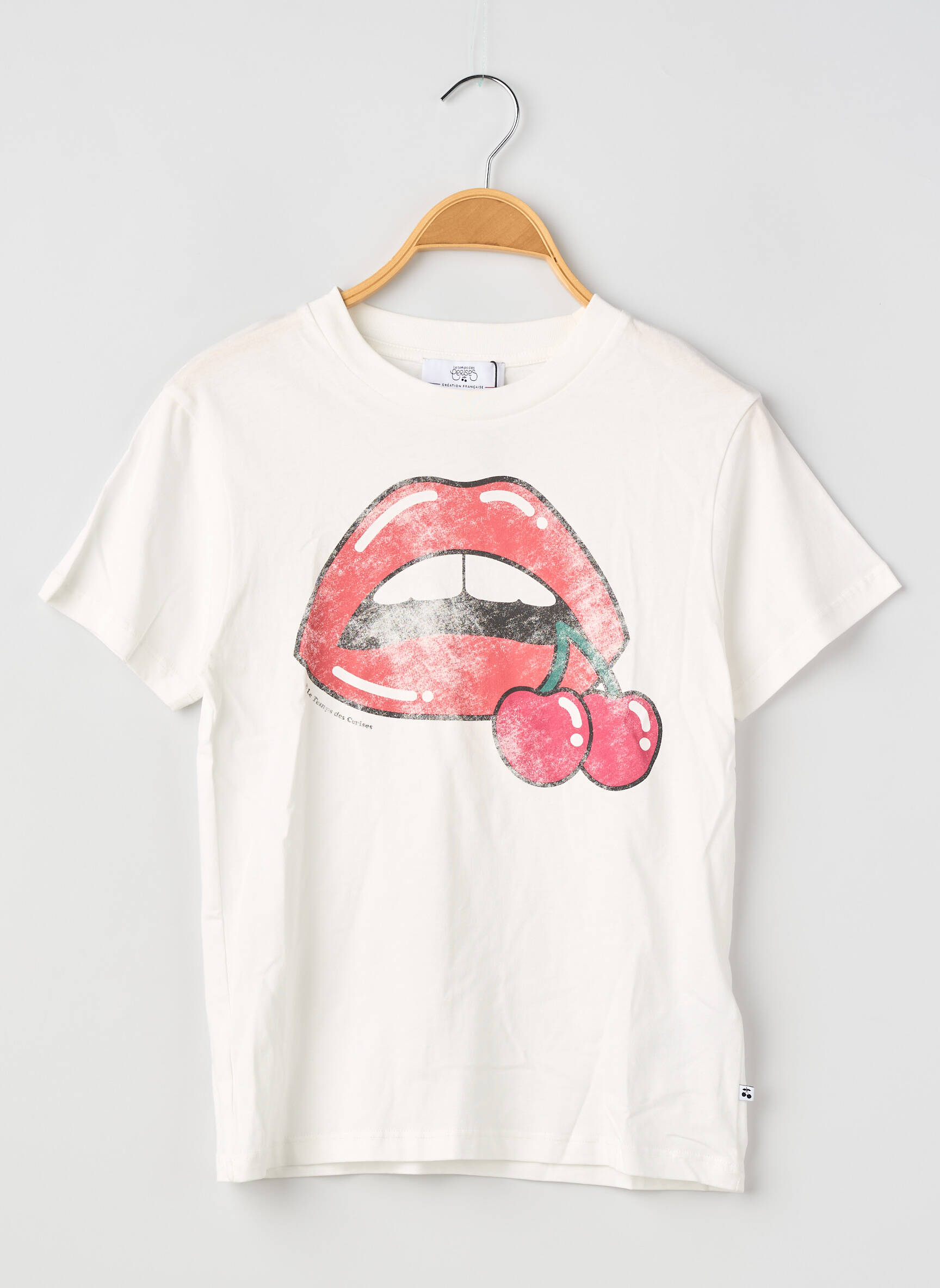 Tricou croială dreaptă mâneci scurte alb LE TEMPS DES CERISES fată