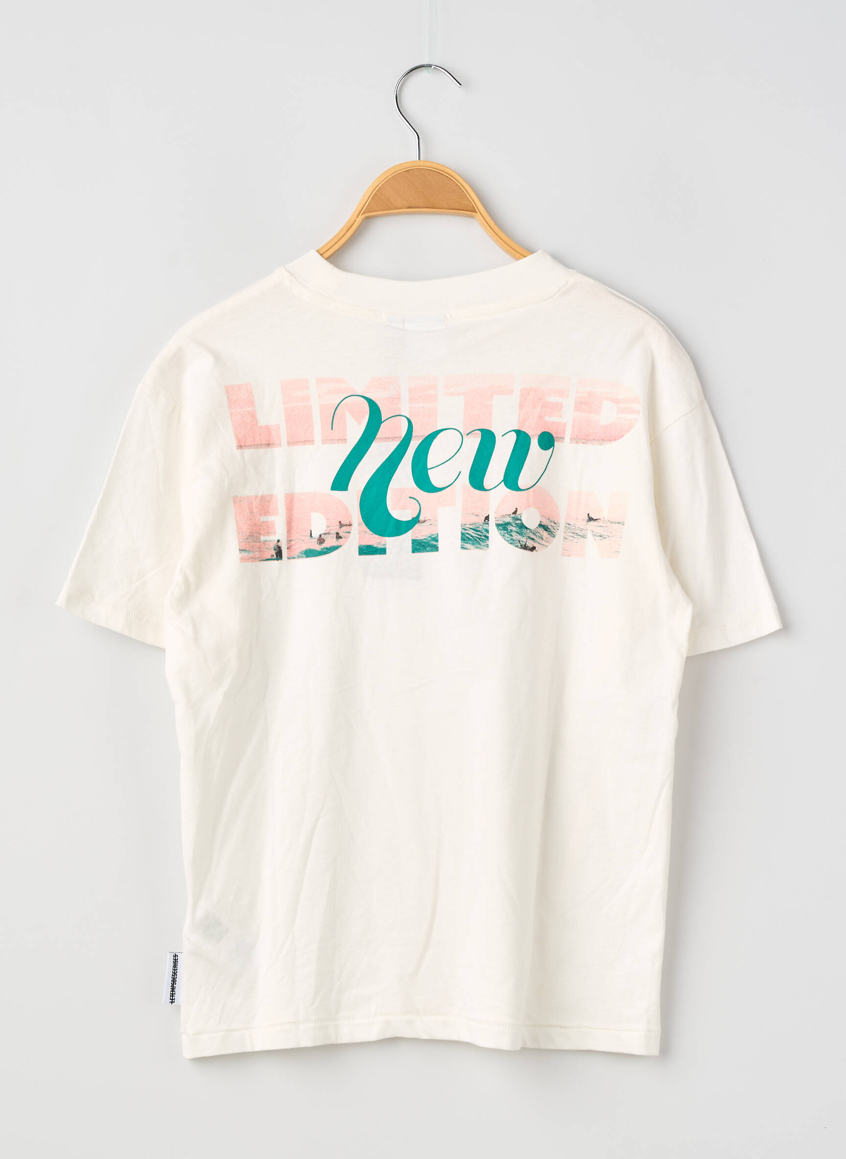 Tricou serigrafie flockată mâneci scurte alb LE TEMPS DES CERISES copil
