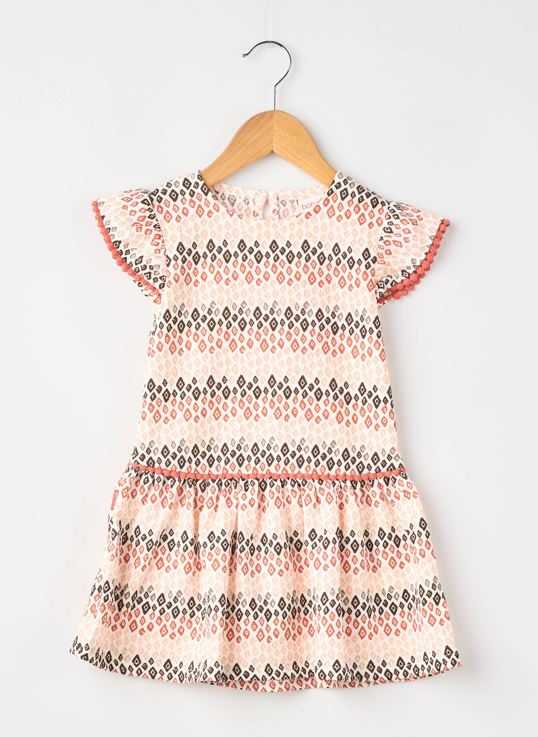 Rochie scurtă țesătură poplin mâneci scurte portocalie BOBOLI fată