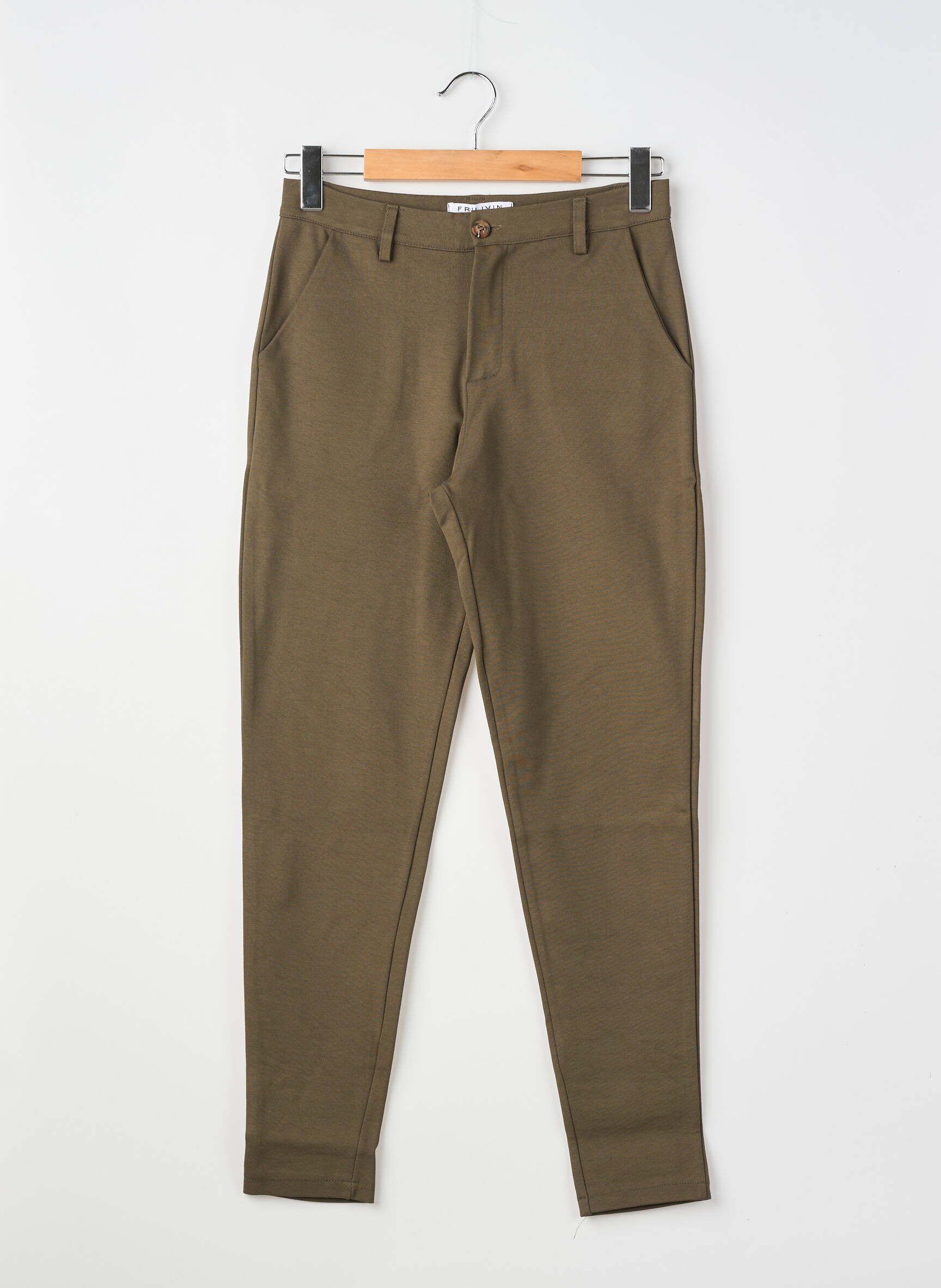 Pantalon chino elasticitate mărime normală verde FRILIVIN femeie